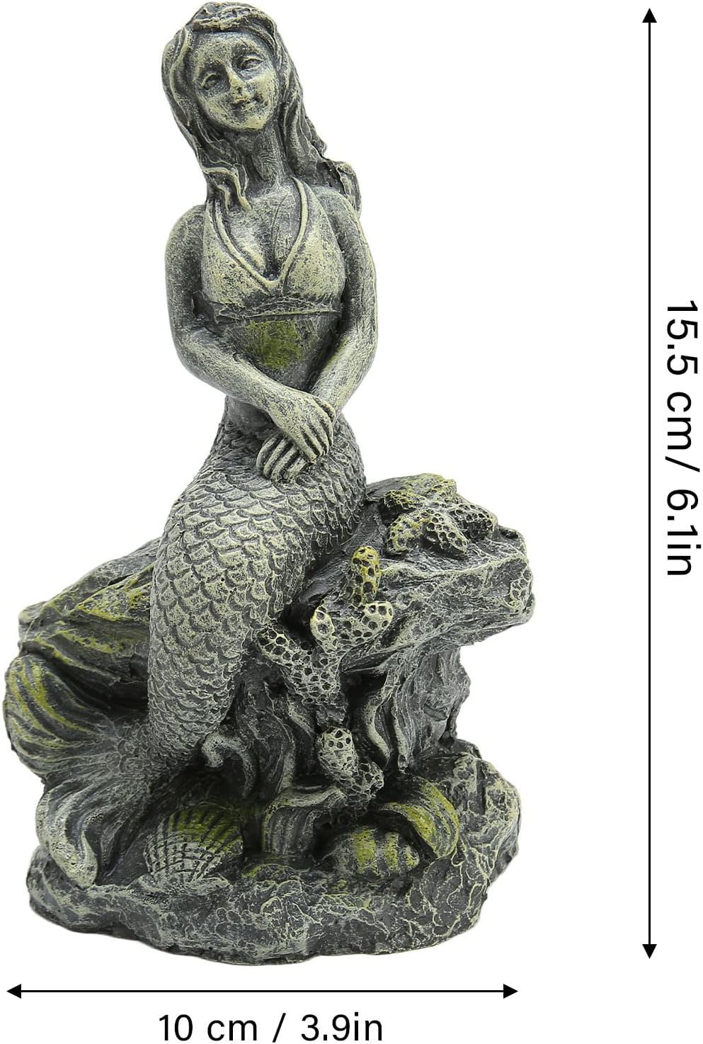 Decoraciones de pecera de sirena, estatua de sirena de acuario, hermosa decoración de resina segura para peceras para decoraciones