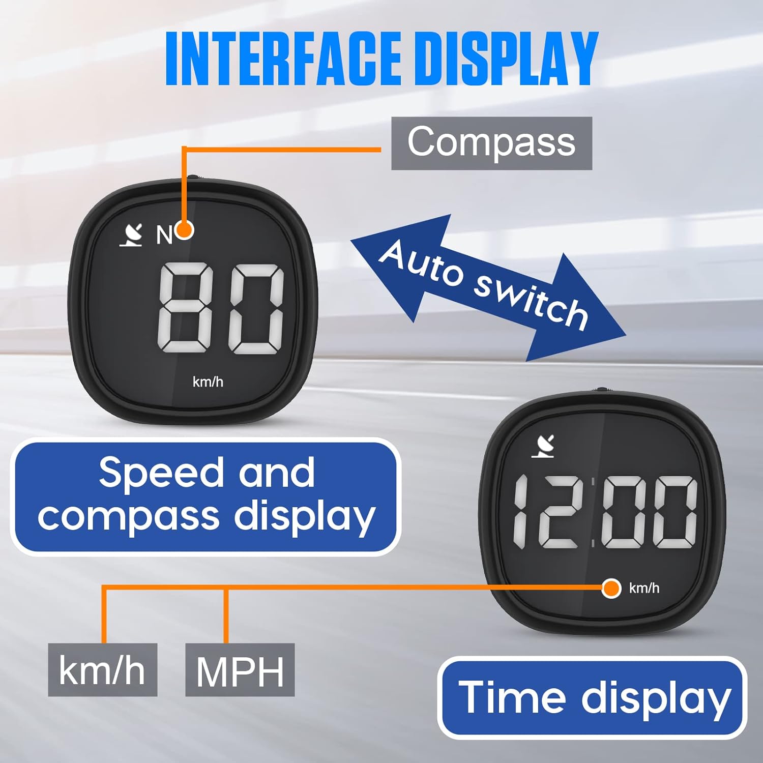 AUTOAND Car GPS Speedometer with Digital HUD Display, Off-Road Real Time Speed Monitor with Overspeed and Fatigue Driving Reminders for All