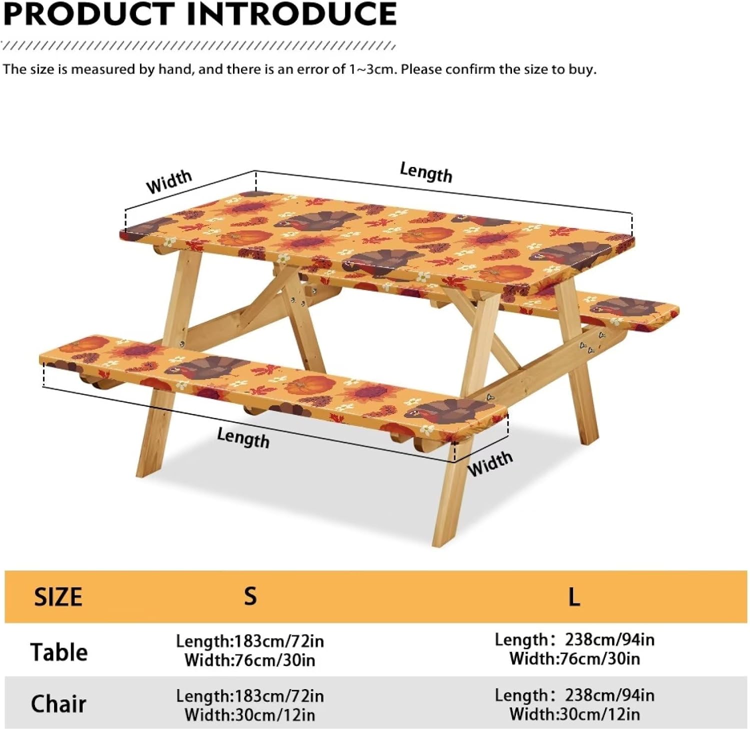 Eheartsgir Juego de 3 piezas de mantel de picnic con hojas de arce de pavo y girasol, lavable a máquina, fácil de instalar, funda para mesas y