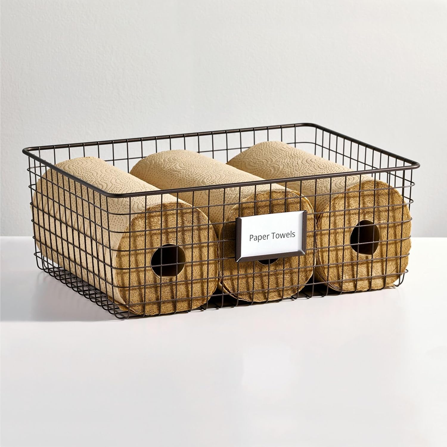 mDesign – Canasta de rejilla de metal para organizar y almacenar alimentos, paquete de 4 unidades