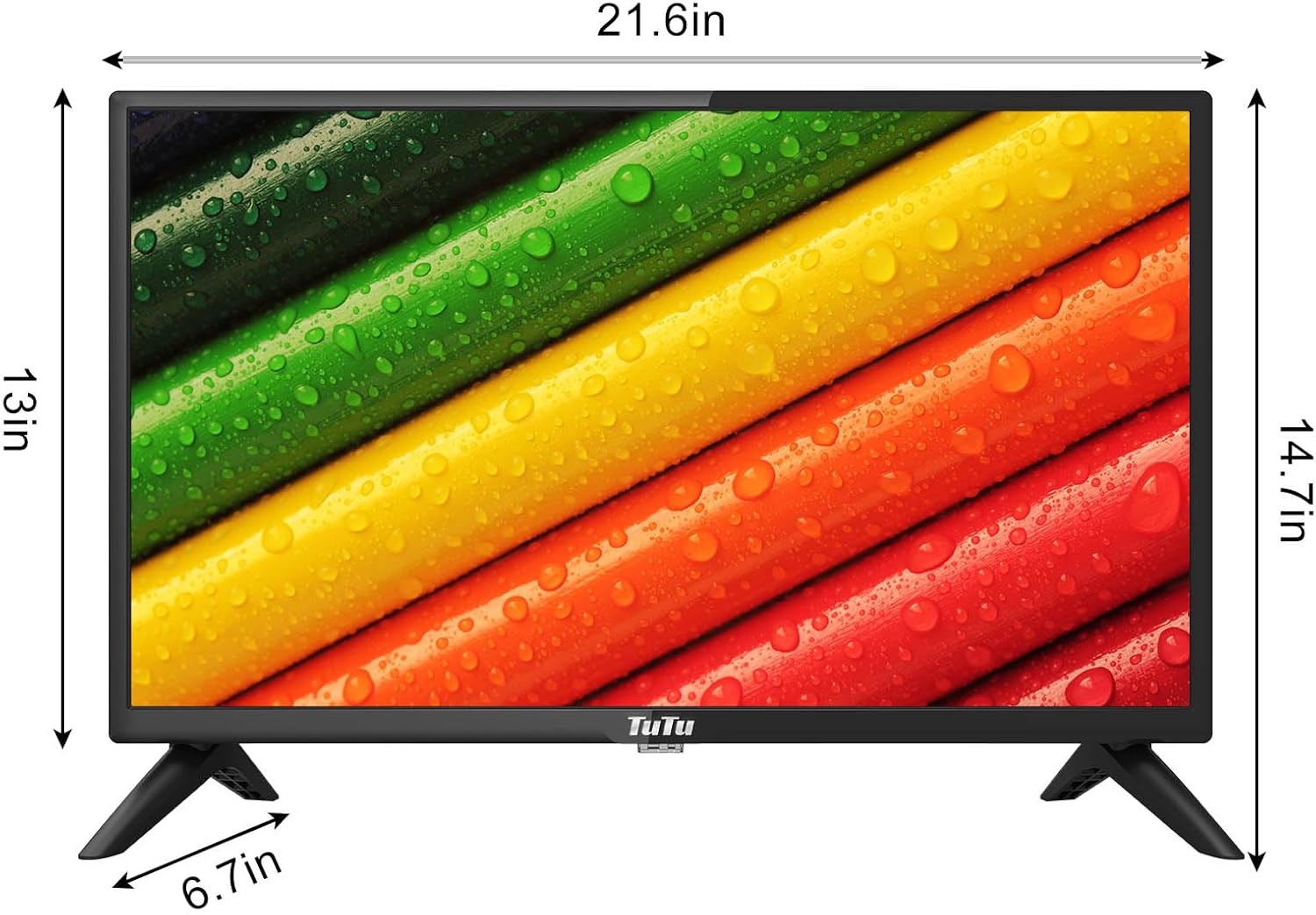 TuTu Televisor LED HD 720P de 24 pulgadas con reproductor de DVD integrado, 3 HDMI USB óptico VGA, funciona simplemente para cocina, habitación de