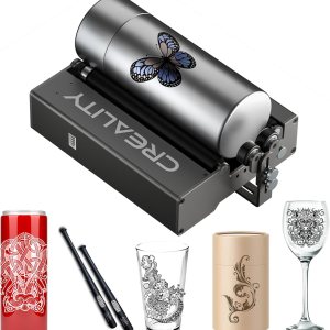 Rodillo giratorio láser, Creality 360 grabador láser de eje Y módulo giratorio para grabar objetos de superficie curva, diámetro de 0.197 in a 4.724 Rodillo giratorio láser, Creality 360 grabador láser de eje Y módulo giratorio para grabar objetos de superficie curva, diámetro de 0.197 in a 4.724