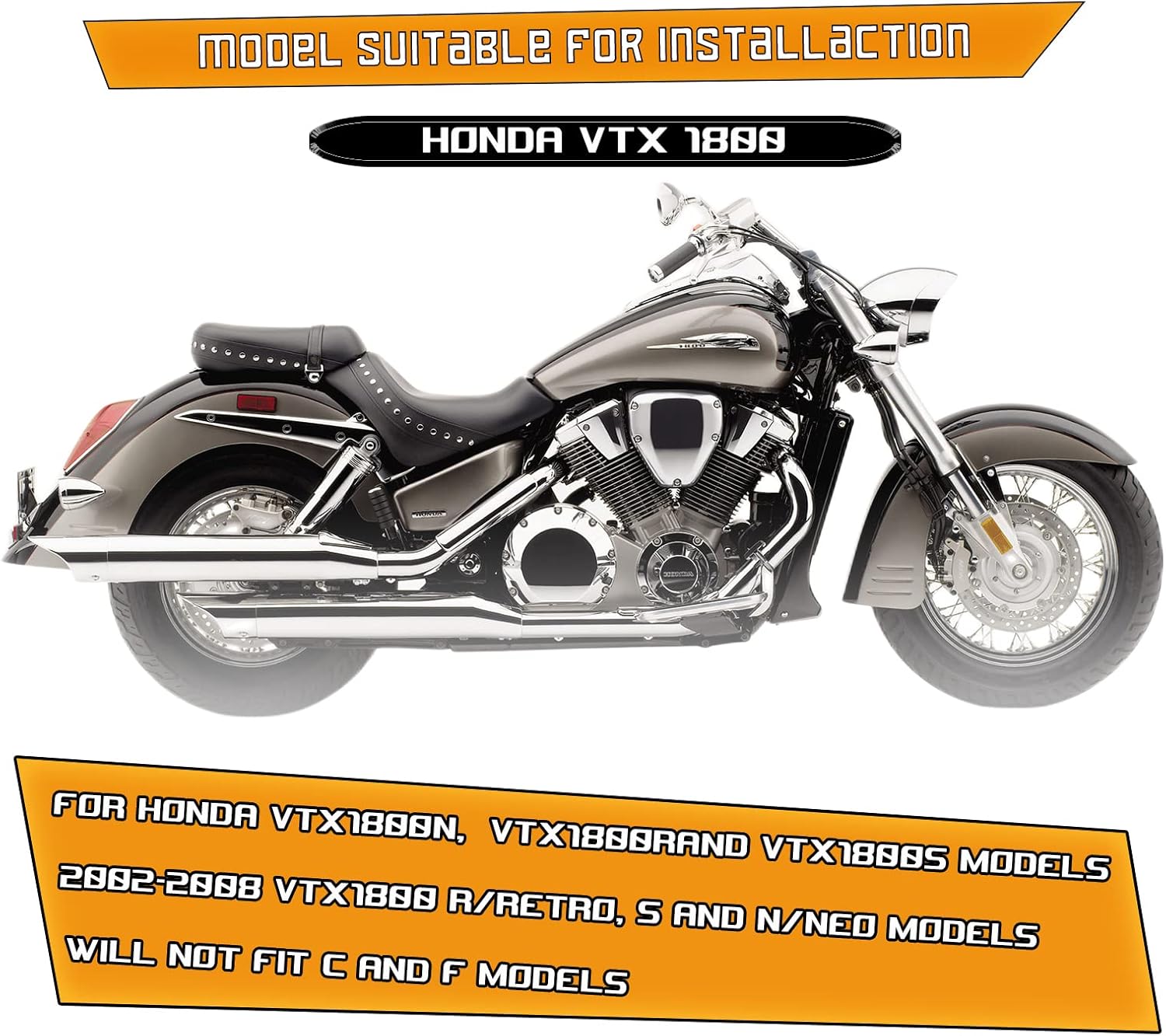 Barra de choque para VTX 1800 VTX1800N VTX1800R VTX1800R VTX1800S VTX1800 Honda (negro mate)
