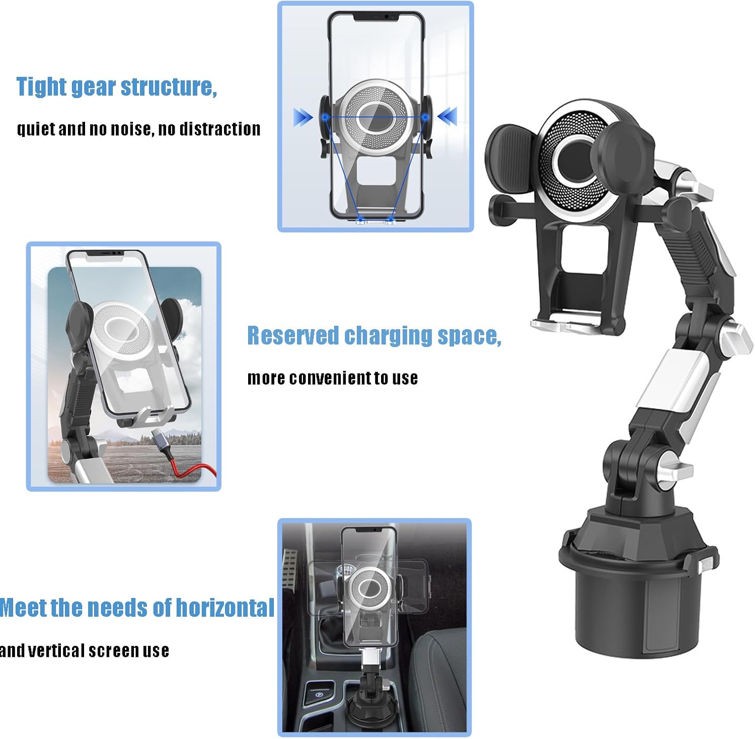 LOUSNX Soporte de teléfono para automóvil, soporte universal de 360 de rotación de 360, soporte para teléfono para taza de automóvil sin sacudidas,