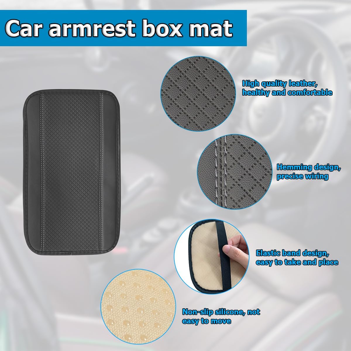 Funda para consola central de automóvil, de piel sintética, funda de almacenamiento para reposabrazos de automóvil, accesorios interiores,
