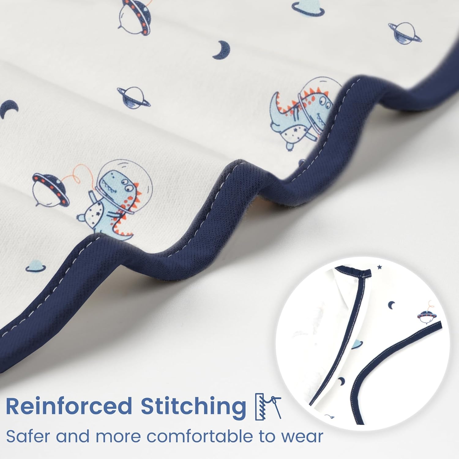 ZIGJOY Shark-Fin – Manta de transición para bebé, saco de dormir de 1.0 tog para bebé de 6 a 9 meses, 100% algodón, ligera, de transición con