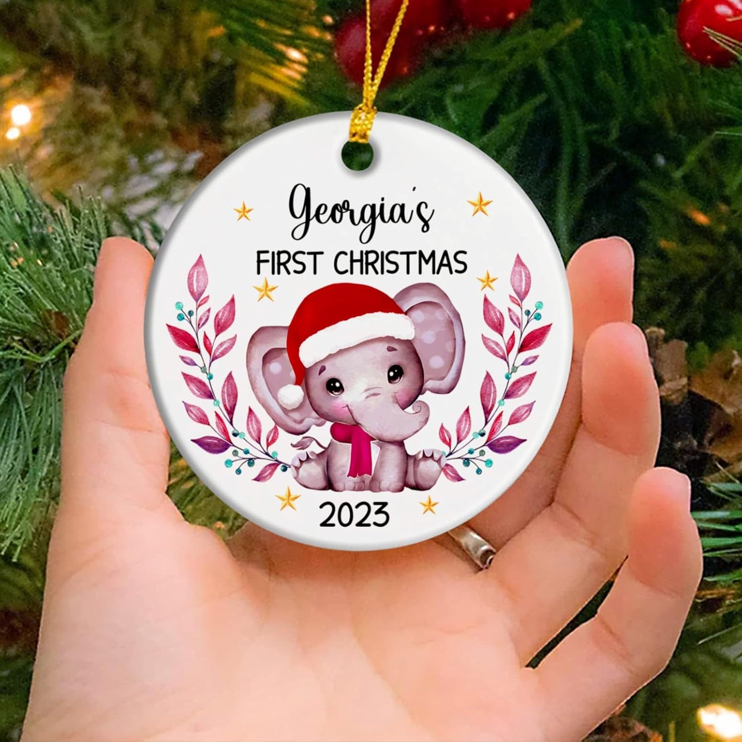 Adorno de primera Navidad de elefante para bebé, adorno de primera Navidad del bebé, adornos personalizados de primera Navidad, regalos para niños y