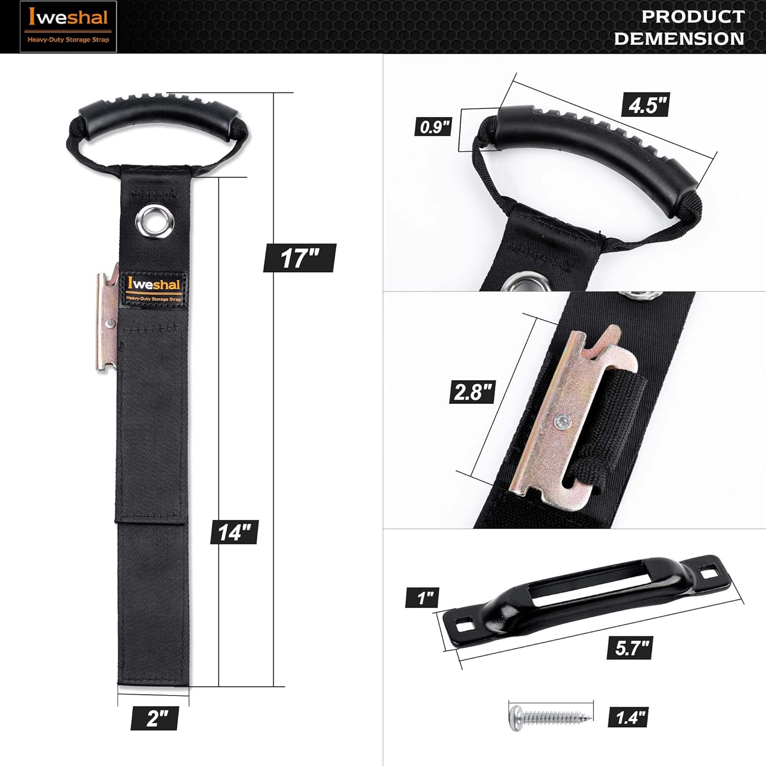 Organizador de cables de extensión para E-Track, paquete de 2 correas de almacenamiento resistentes para cables, cables y mangueras organizadas en