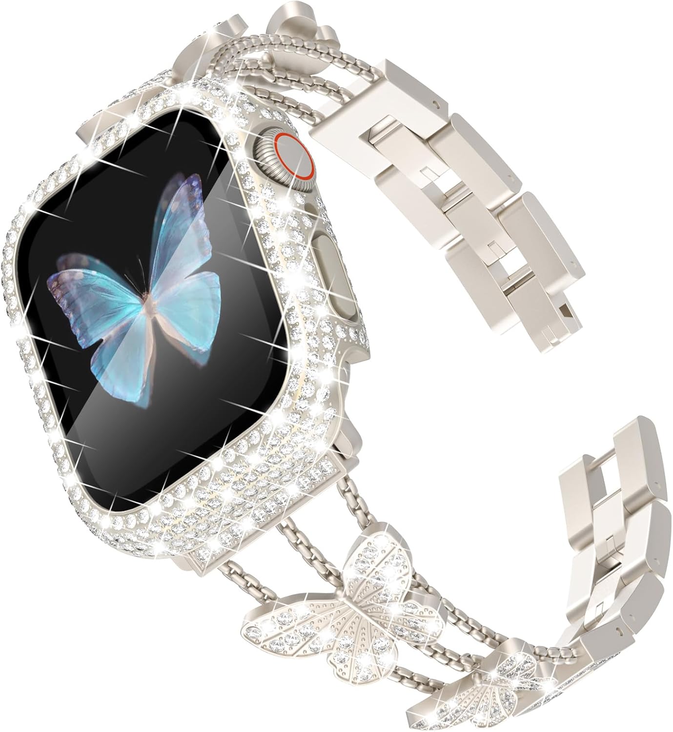 Wingle Starlight – Correas para Apple Watch de 1.575 pulgadas para mujer, iWatch Series 6, 5, 4, SE, pulsera de cristal de diamantes de imitación,