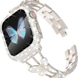 Wingle Starlight – Correas para Apple Watch de 1.575 pulgadas para mujer, iWatch Series 6, 5, 4, SE, pulsera de cristal de diamantes de imitación, Wingle Starlight – Correas para Apple Watch de 1.575 pulgadas para mujer, iWatch Series 6, 5, 4, SE, pulsera de cristal de diamantes de imitación,