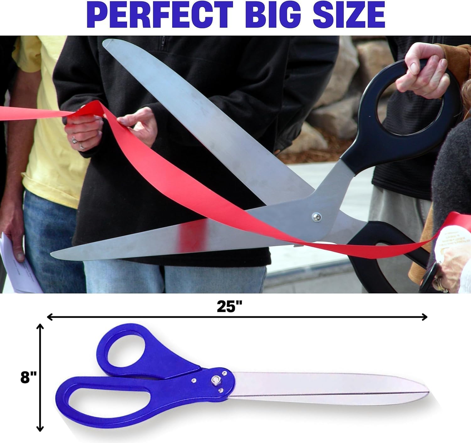Tijeras azules de gran apertura de 25 pulgadas  Tijeras gigantes azules para ceremonia de corte de cinta, tijeras de alta resistencia, tijeras de