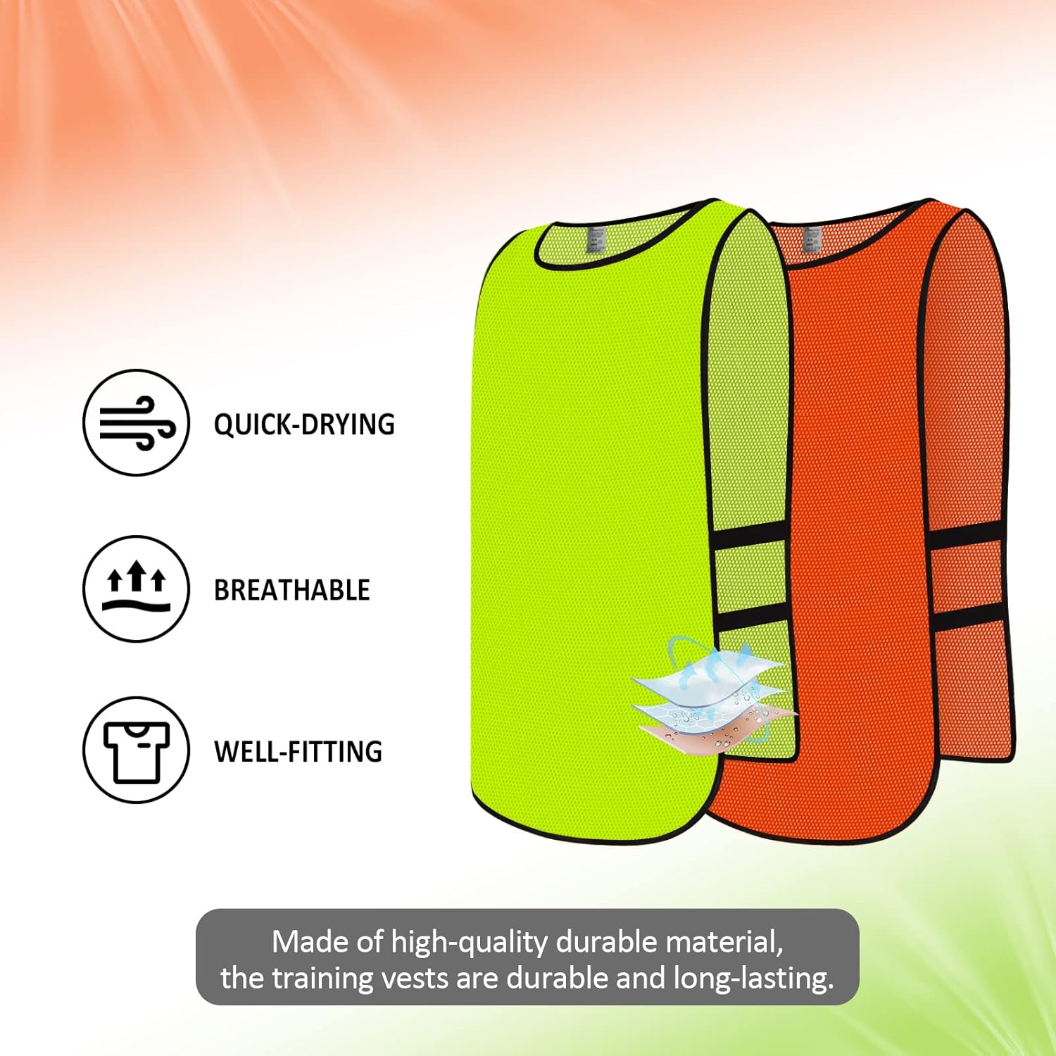 Chalecos de práctica de equipo de malla para niños, jóvenes, adolescentes y adultos para deportes (12 jerseys)