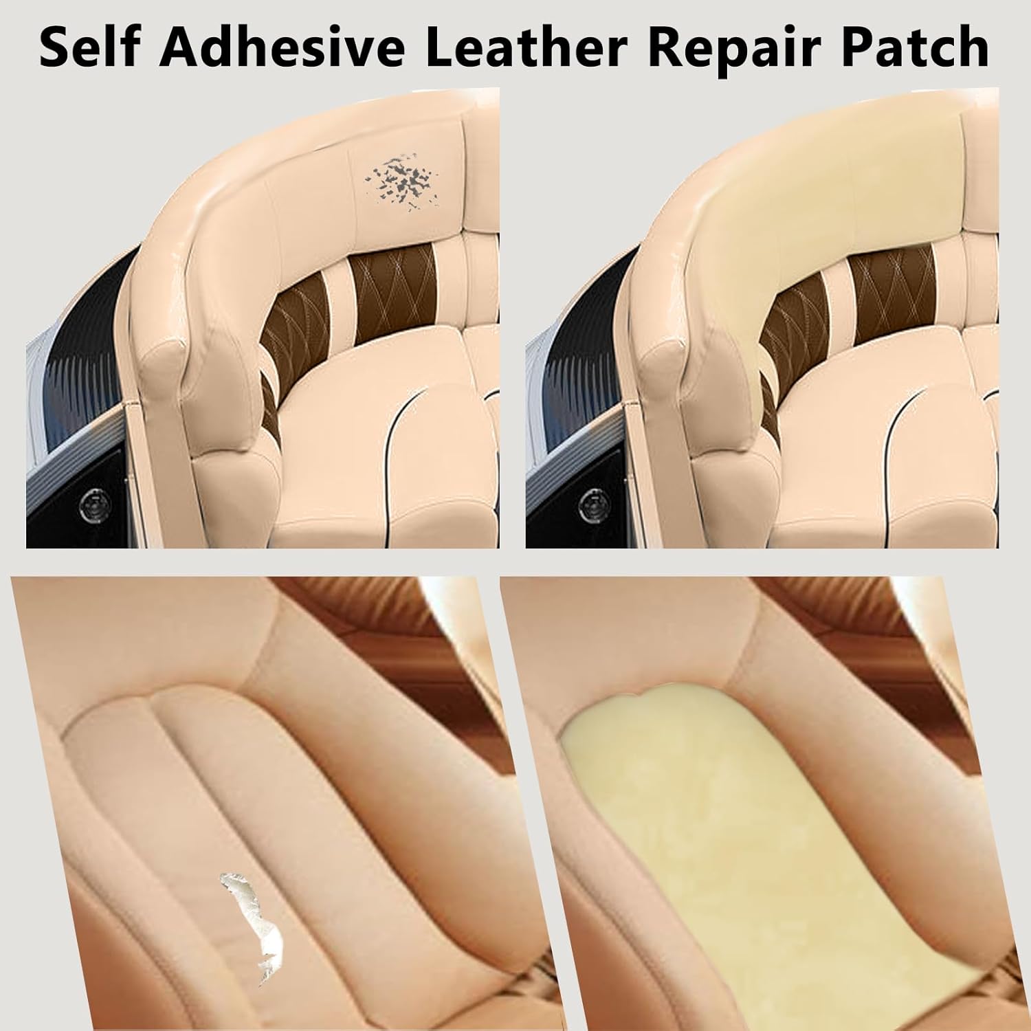 JAYONG Cinta de reparación de cuero, parche de reparación de cuero para sofá, kit de reparación de cuero para muebles para sofás, asiento de