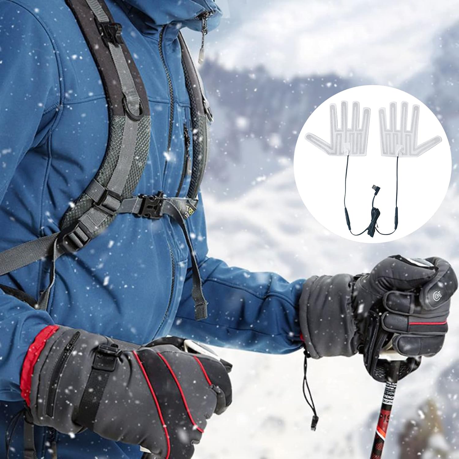 Almohadilla de guante calentada por USB, guantes de invierno cálidos de 5 dedos, almohadilla de calefacción eléctrica, película de calentamiento