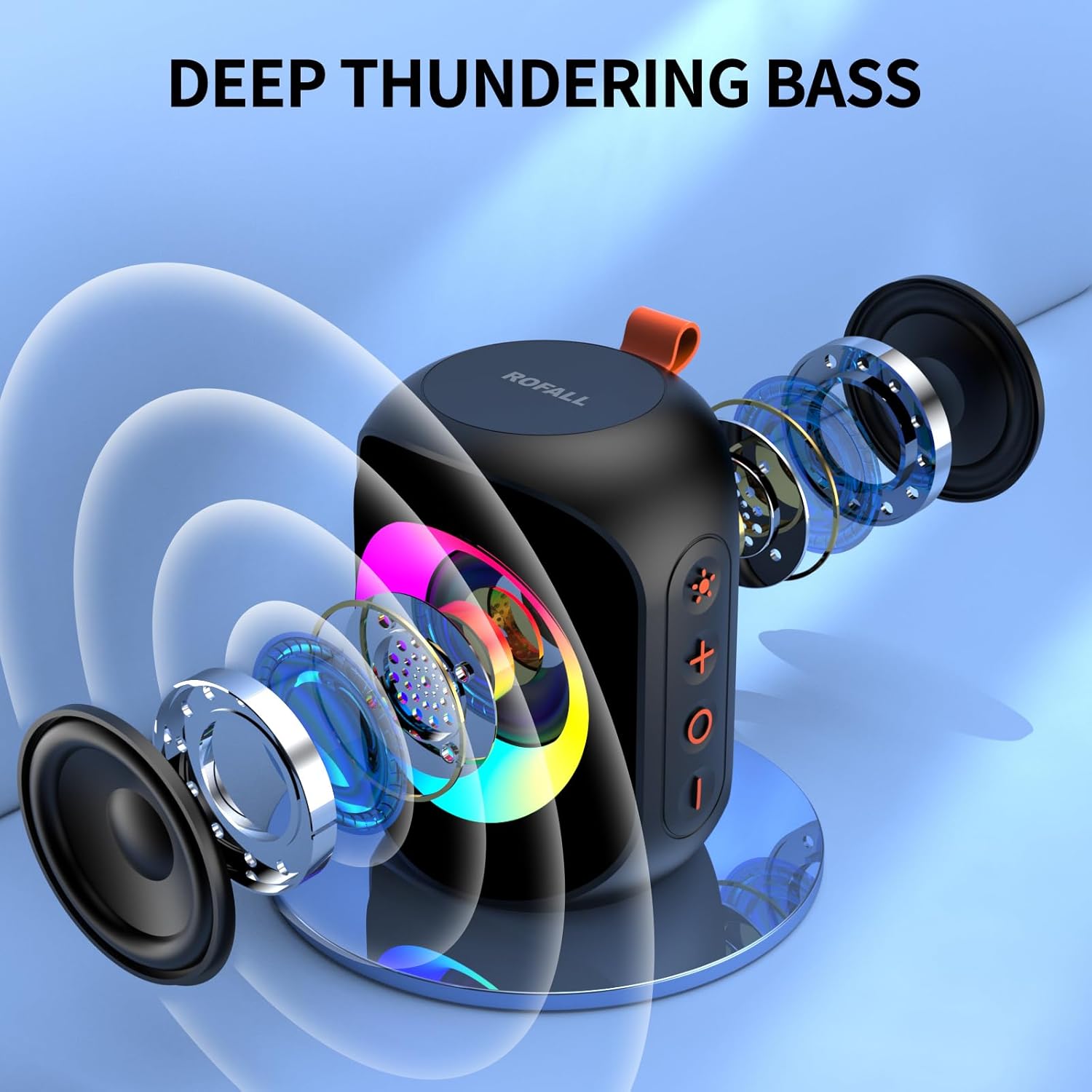 Altavoces Bluetooth, altavoz inalámbrico Bluetooth portátil con Lihgts RGB, IPX7 impermeable, pequeño compacto, doble emparejamiento para el hogar,