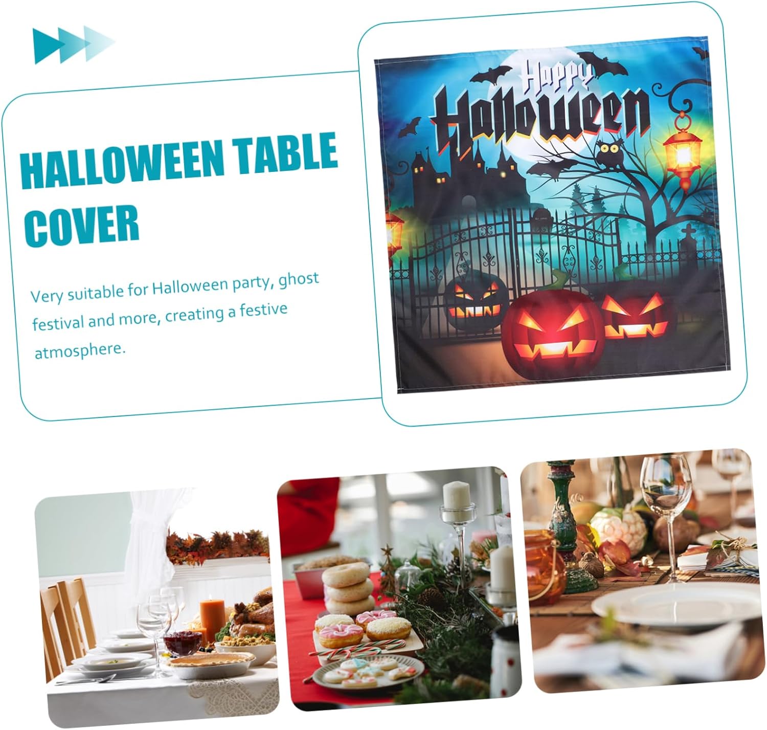 HOMSFOU Halloween Tablecloth Halloween Table Cover Table Runner Halloween Table Flag Ghost Festival Tablecloth Halloween Table Cloth Party Prop
