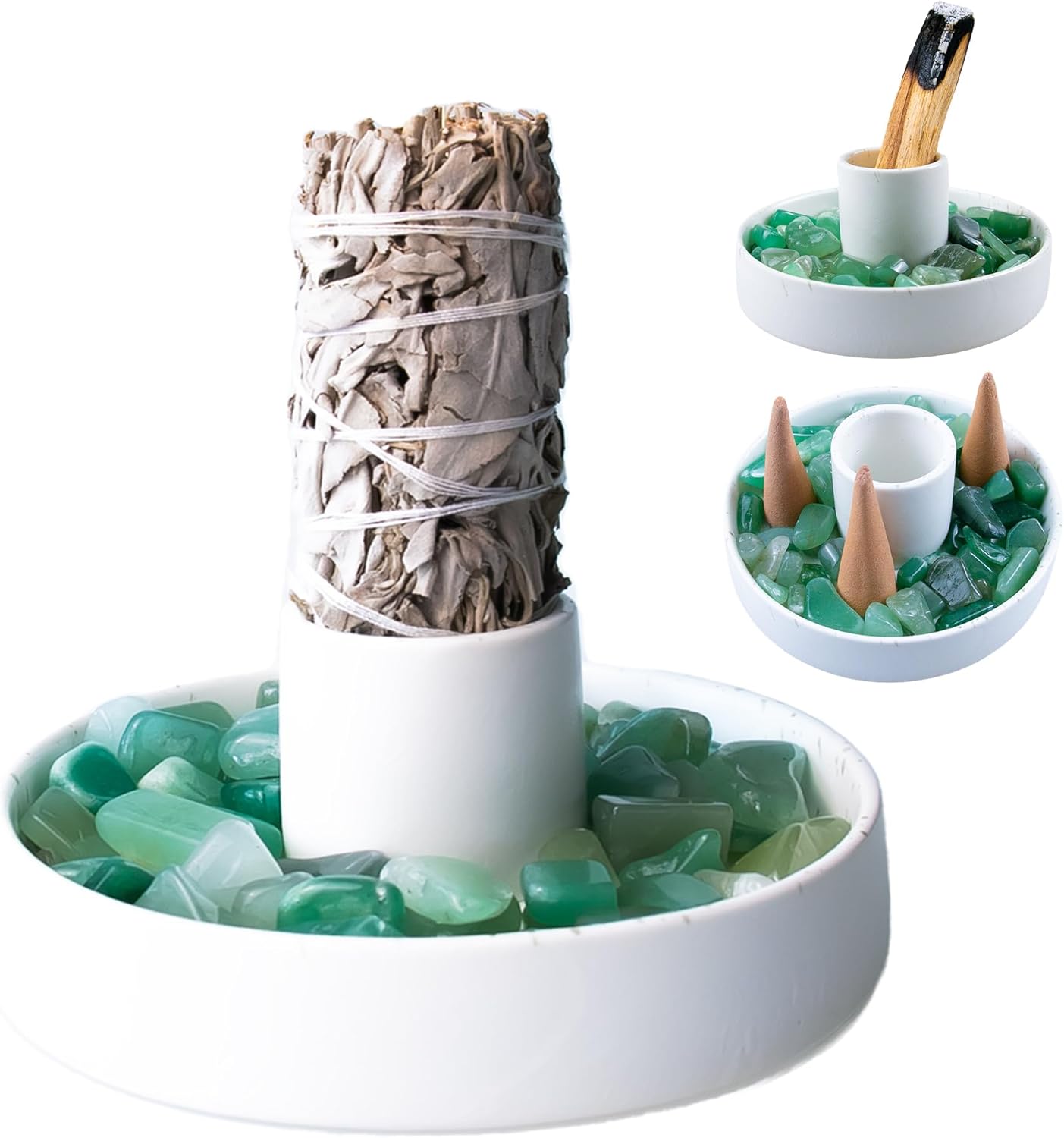 VistaPalette Palo Santo – Quemador de incienso con soporte para palo de Palo Santo, cuenco de incienso de cerámica para palo de palo, soporte de