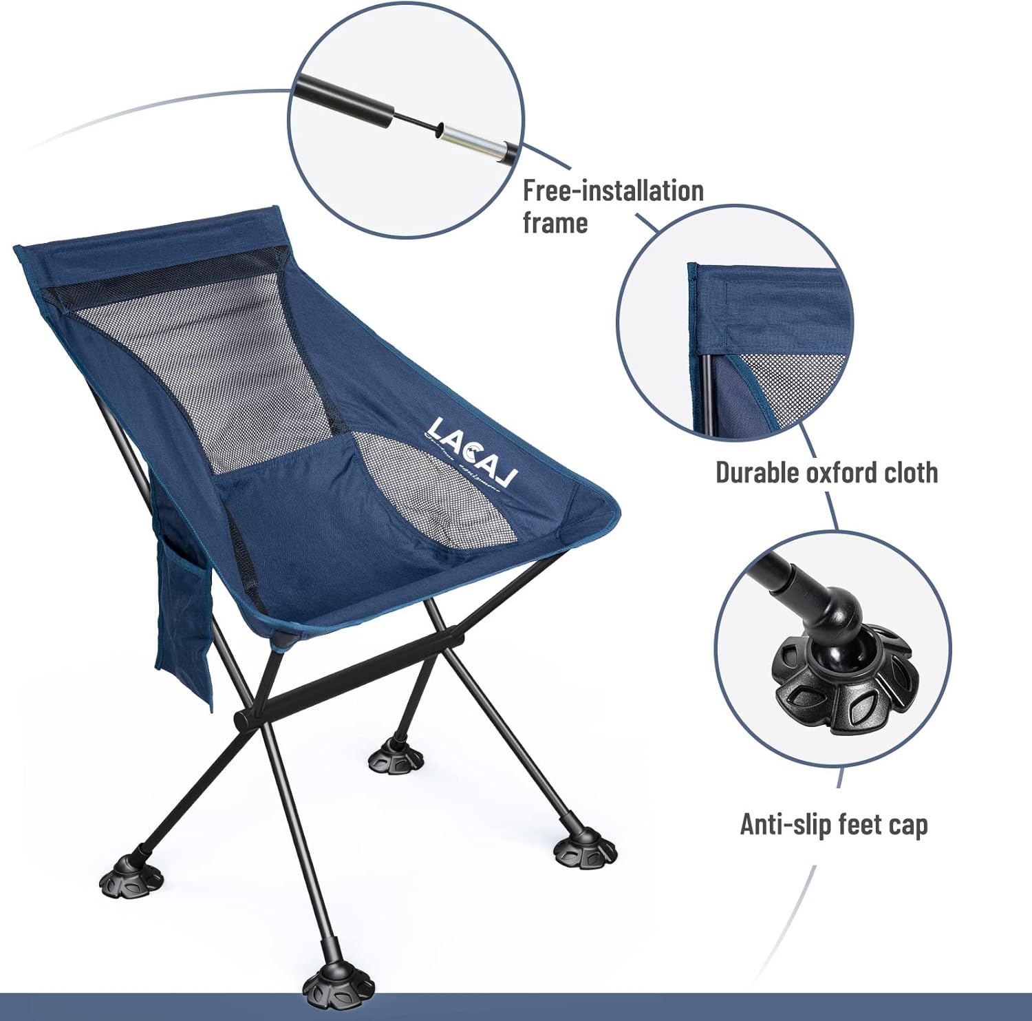 Silla ligera con respaldo medio, estructura plegable, cómoda superficie de tela Oxford con aleación de aluminio duradera, ideal para campamento,