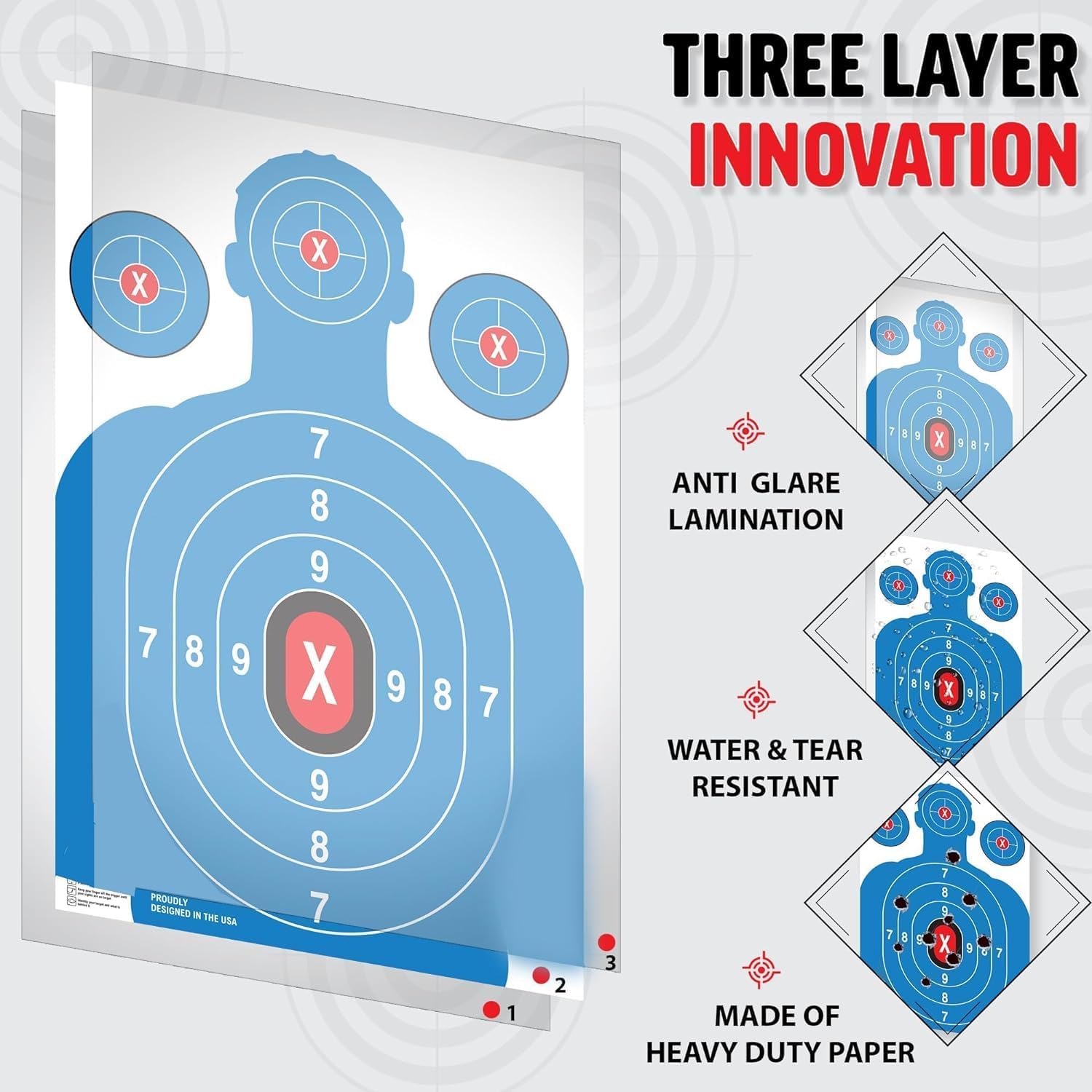 Heavy Duty Shooting Targets Paper Targets for Shooting Range – Indoors & Outdoor Targets for Shooting Rifle – Gun Range Targets for Pistol Shooting