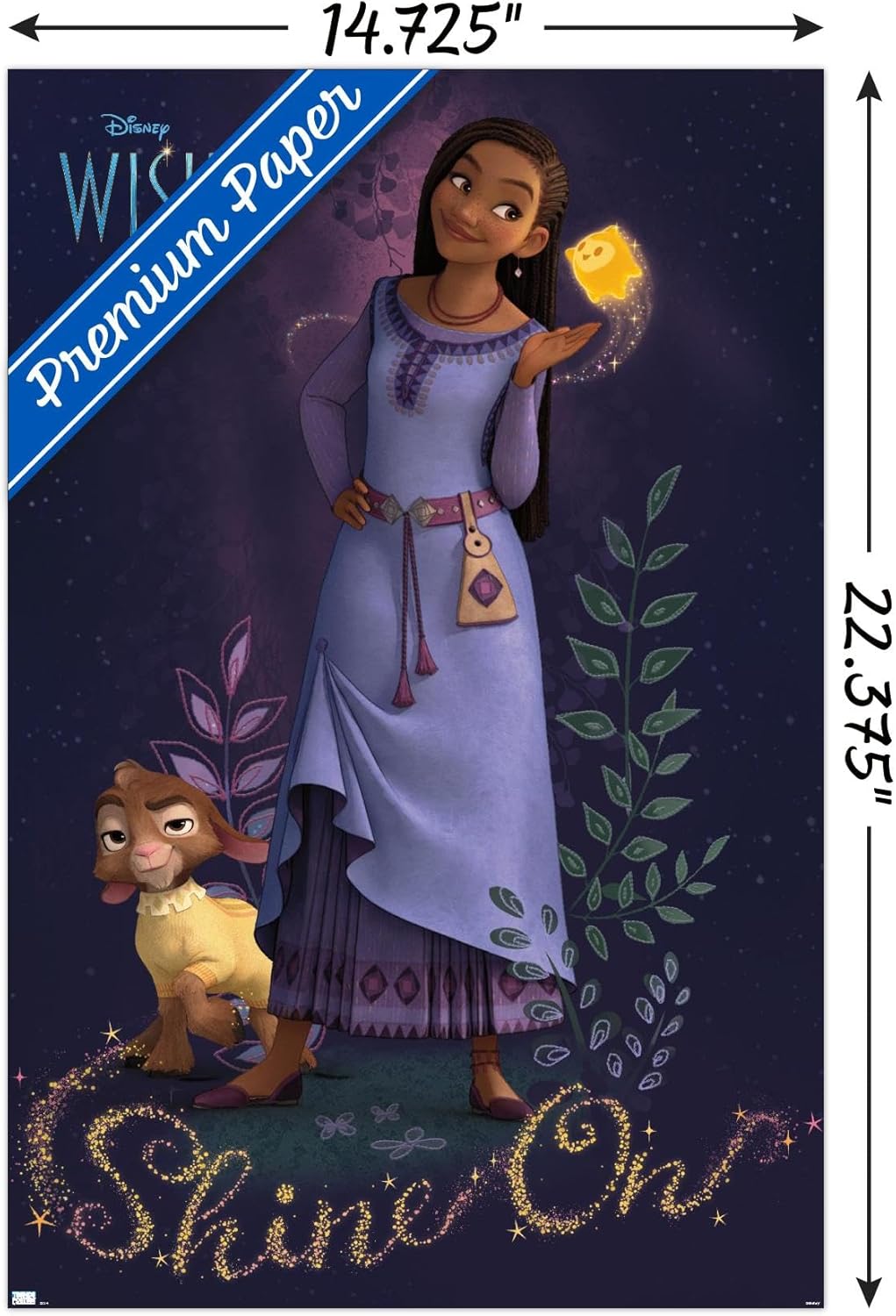 Trends International Disney Wish – Póster de pared Asha, 14.72 x 22.37 pulgadas, versión premium sin marco