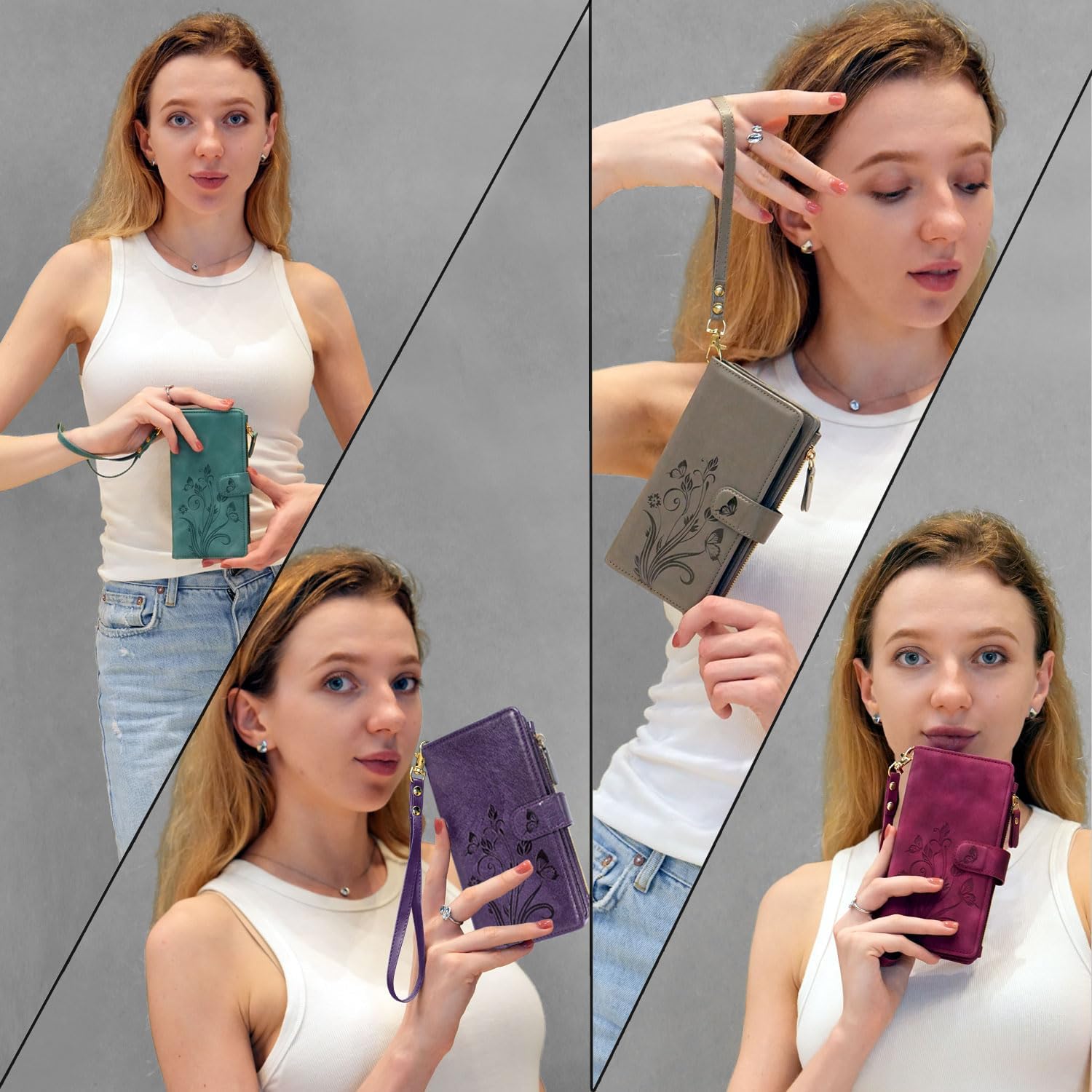 Lacass Funda compatible con iPhone 12 Pro Max 12 ranuras para tarjetas Funda para tarjetas de identificación y crédito, bolsillo con cremallera,