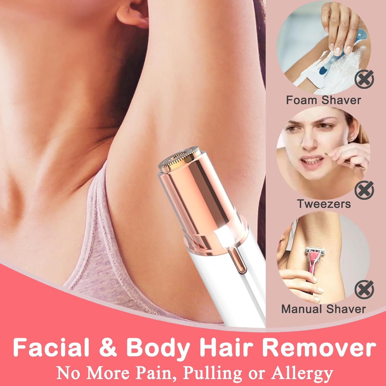 Removedor de vello facial, afeitadora para mujeres, recargable por USB, IPX6, impermeable, para labios, cuerpo, brazos, bigotes, pelusa y barbilla