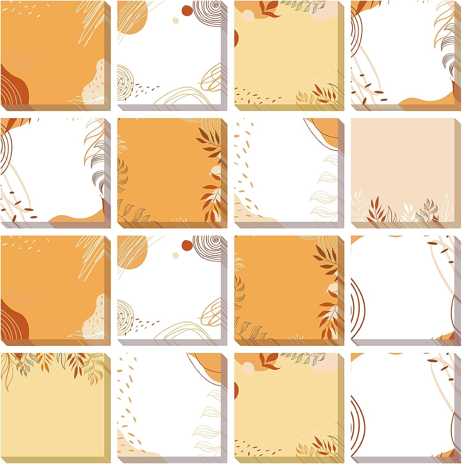 16 notas adhesivas de otoño, estilo bohemio, diseño de otoño, blocs de notas autoadhesivas, notas adhesivas para escuela, oficina, hogar,