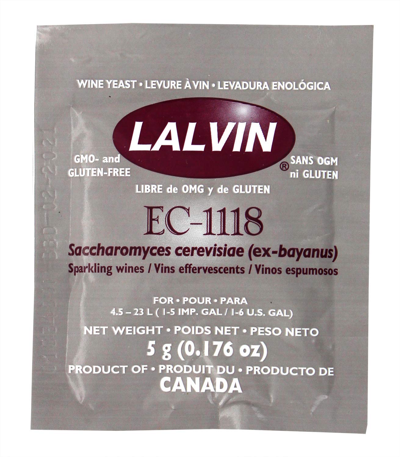 Lalvin – Juego de 4 levaduras EC-1118B EC-1118 con número de pieza