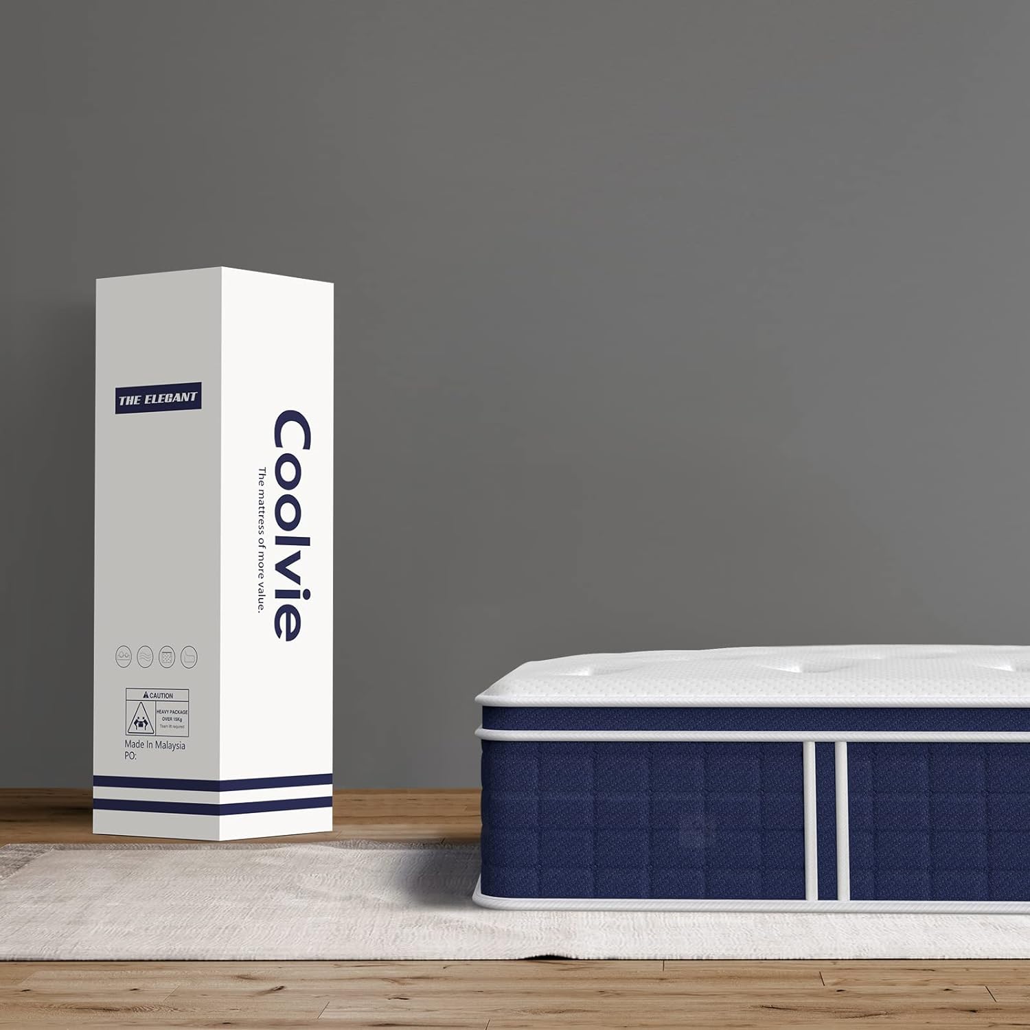Coolvie Colchón individual de 12 pulgadas, colchón individual de sensación media en una caja, resortes individuales híbridos con espuma