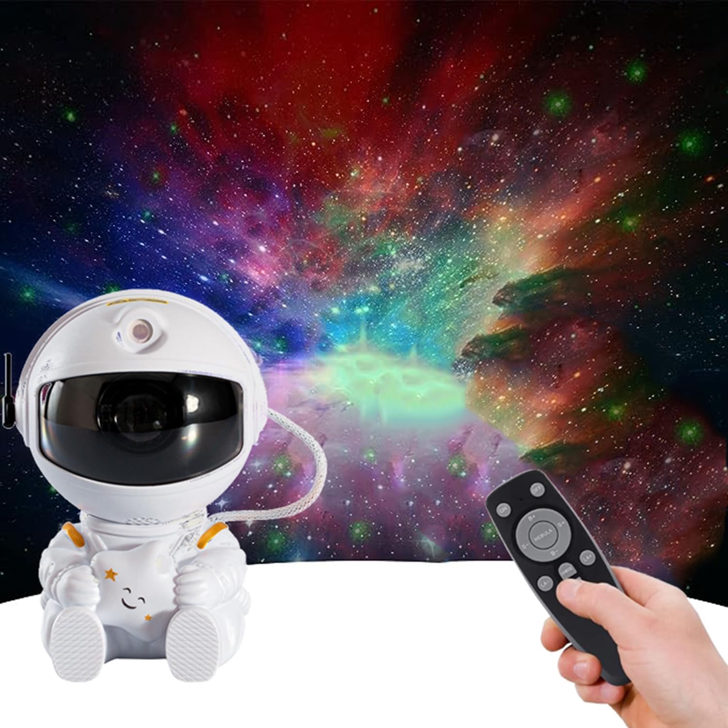 Proyector de astronauta y estrella de galaxia, nebulosa estrellada, luz nocturna, proyección de techo, control remoto para habitación de niños, sala