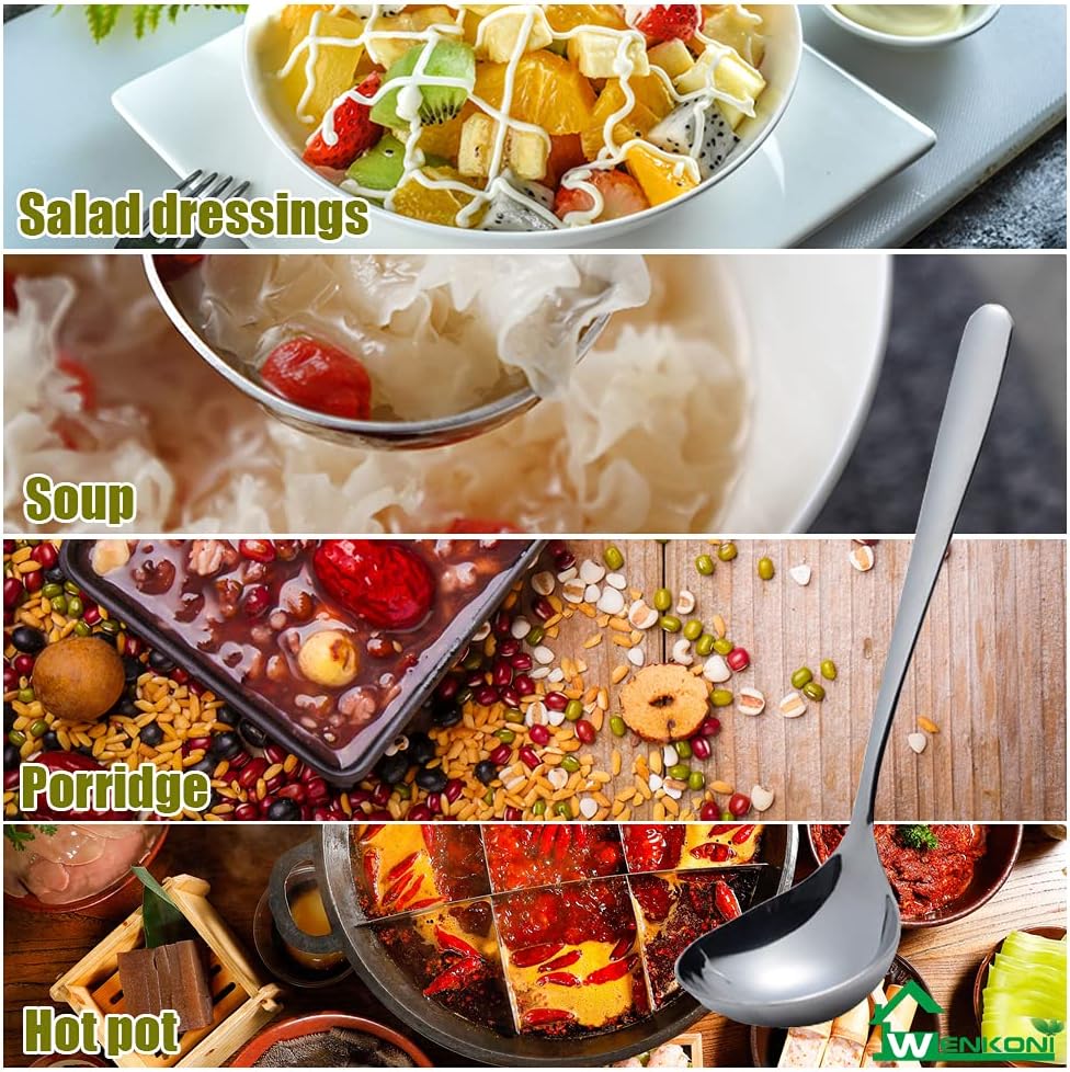 Cucharones de sopa pequeños, cucharones de salsa, cucharones de sopa para salsa, 2 unidades de cucharones de acero inoxidable no magnético SUS 304