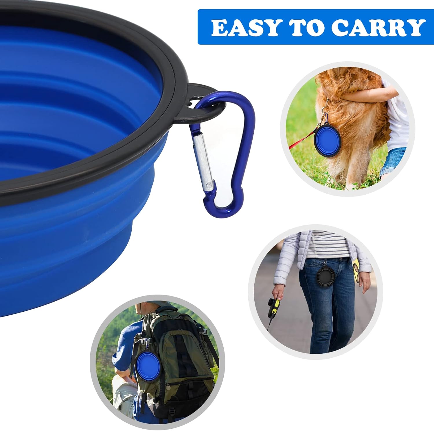 COLLAPSIBLE Paquete de 2 cuencos de viaje para perros pequeños, cuencos plegables para agua para gatos, plato portátil para alimentación de mascotas