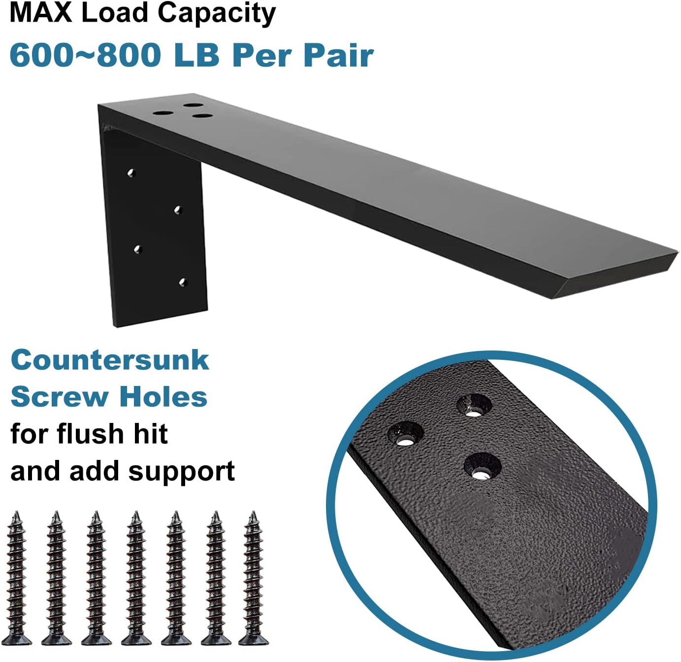 Soporte para encimera, paquete de 2 unidades de soporte oculto de alta resistencia para encimera, soporte de estante de 10 x 6 x 2 12 pulgadas,