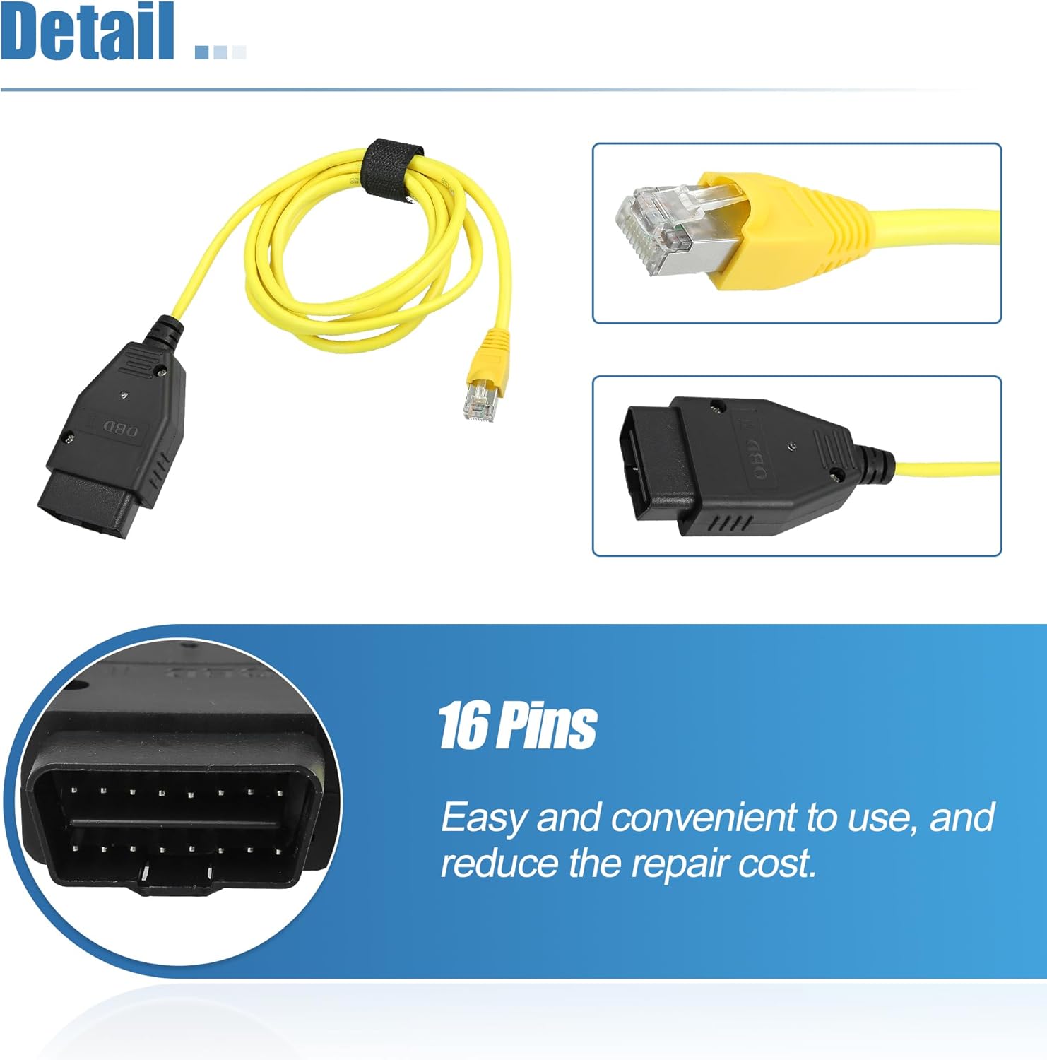 X AUTOHAUX Cable de interfaz OBD para BMW ENET E-SYS ICOM Automotriz Instrumento de diagnóstico de instrumento de diagnóstico Herramienta de escaneo