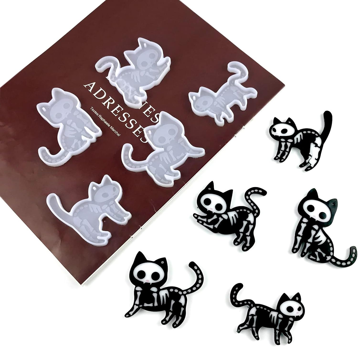 5 piezas de resina animal gato molde de silicona epoxi molde de fundición en forma de gatito joyería collar colgante llavero herramienta de