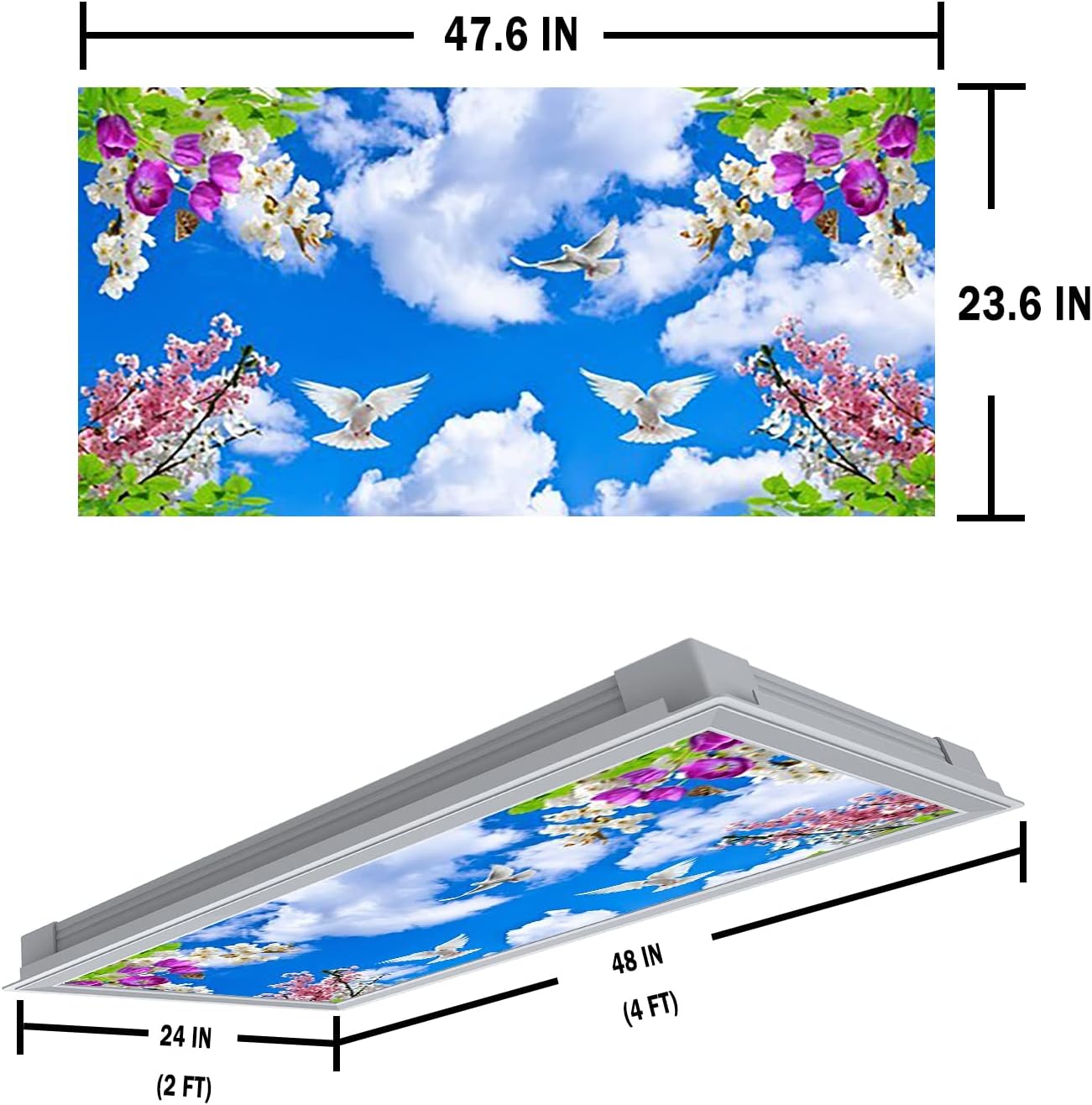 Cubiertas de luz fluorescente para decoración de oficina y aula, cielo y nubes, elimina el deslumbramiento intenso y los dolores de cabeza, filtro