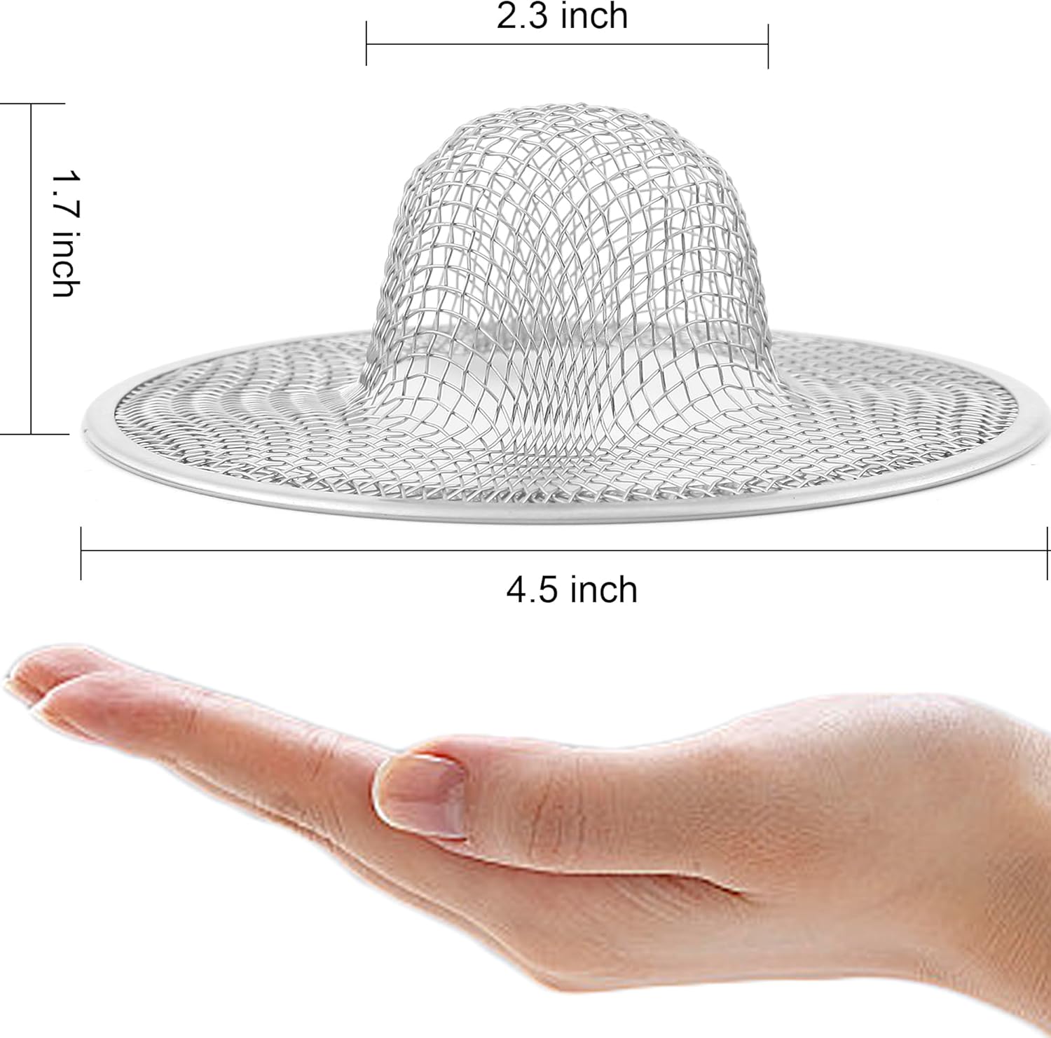 6 coladores de malla para fregadero de cocina, coladores de fregadero de acero inoxidable para fregaderos de cocina, borde ancho grande de 4.5