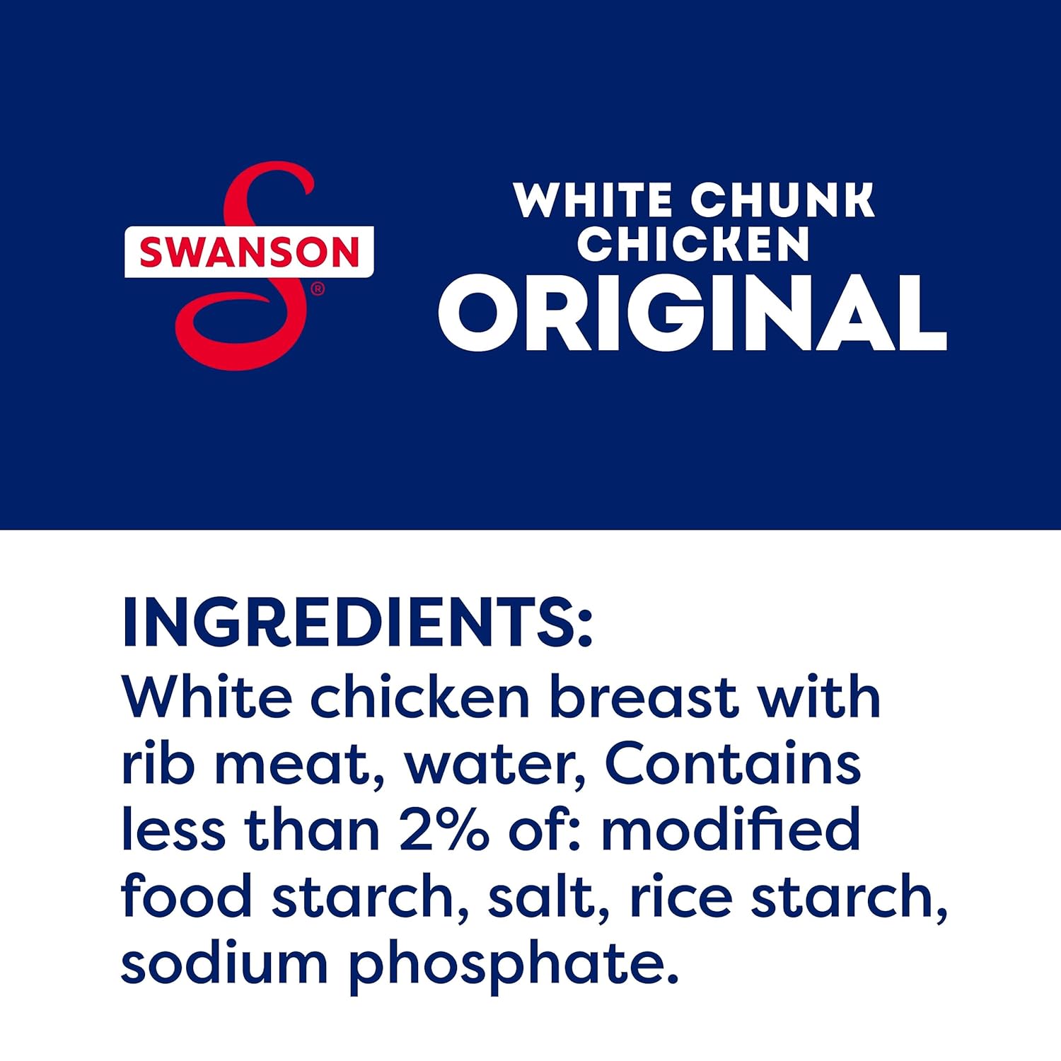 Swanson Original White Chunk – Pollo completamente cocido, listo para comer, comidas simples sobre la marcha, bolsa de 2.6 onzas (caja de 12)