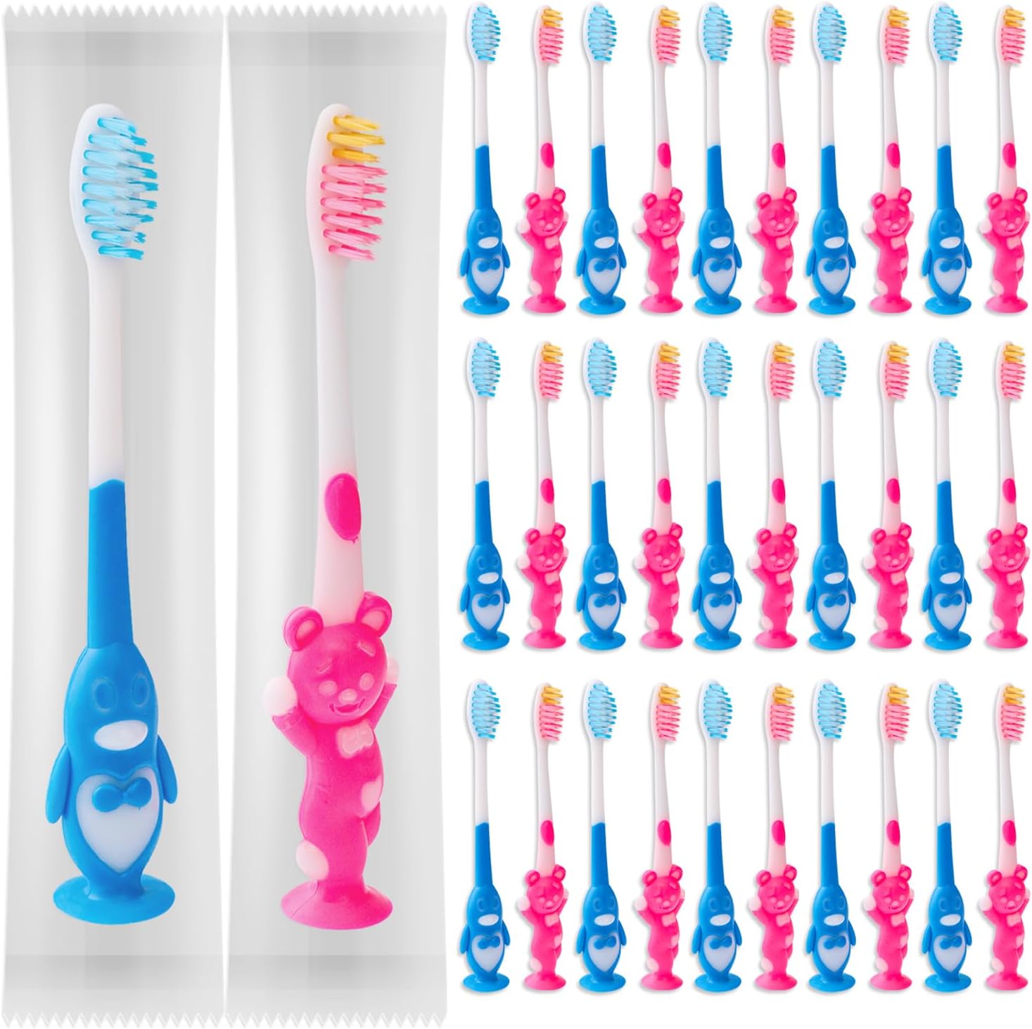 Cepillo de dientes manual para niños pequeños, 100 piezas, cepillos de dientes envueltos individualmente, cepillo de dientes para niños a partir de