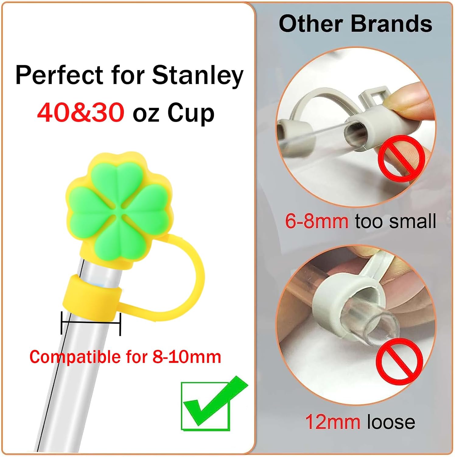 Paquete de 4 fundas Stanley de 0.315-0.394 in, compatibles con vasos Stanley H2.01.0 All OZ y otros, popotes de 0.315-0.394 in, a prueba de polvo,