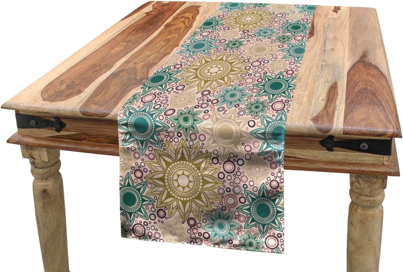 Ambesonne – Camino de mesa, mantel de tela multicolor con estampado digital