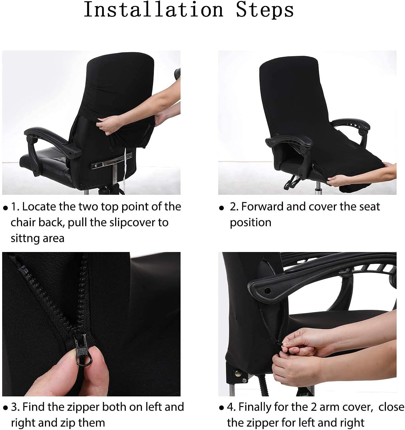 Funda elástica para silla de oficina con cremallera, funda para silla de computadora impresa, para reposabrazos, universal, extraíble, de elastano,