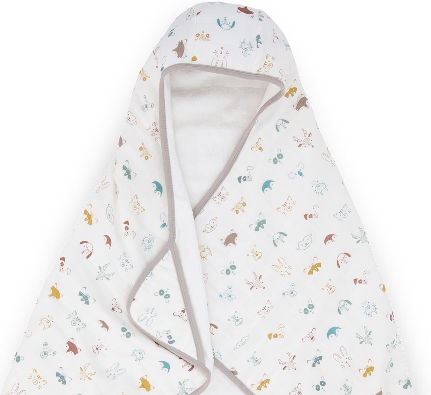 Little Unicorn Toalla con capucha de muselina de algodón y rizo, tamaño más grande 1-6 años