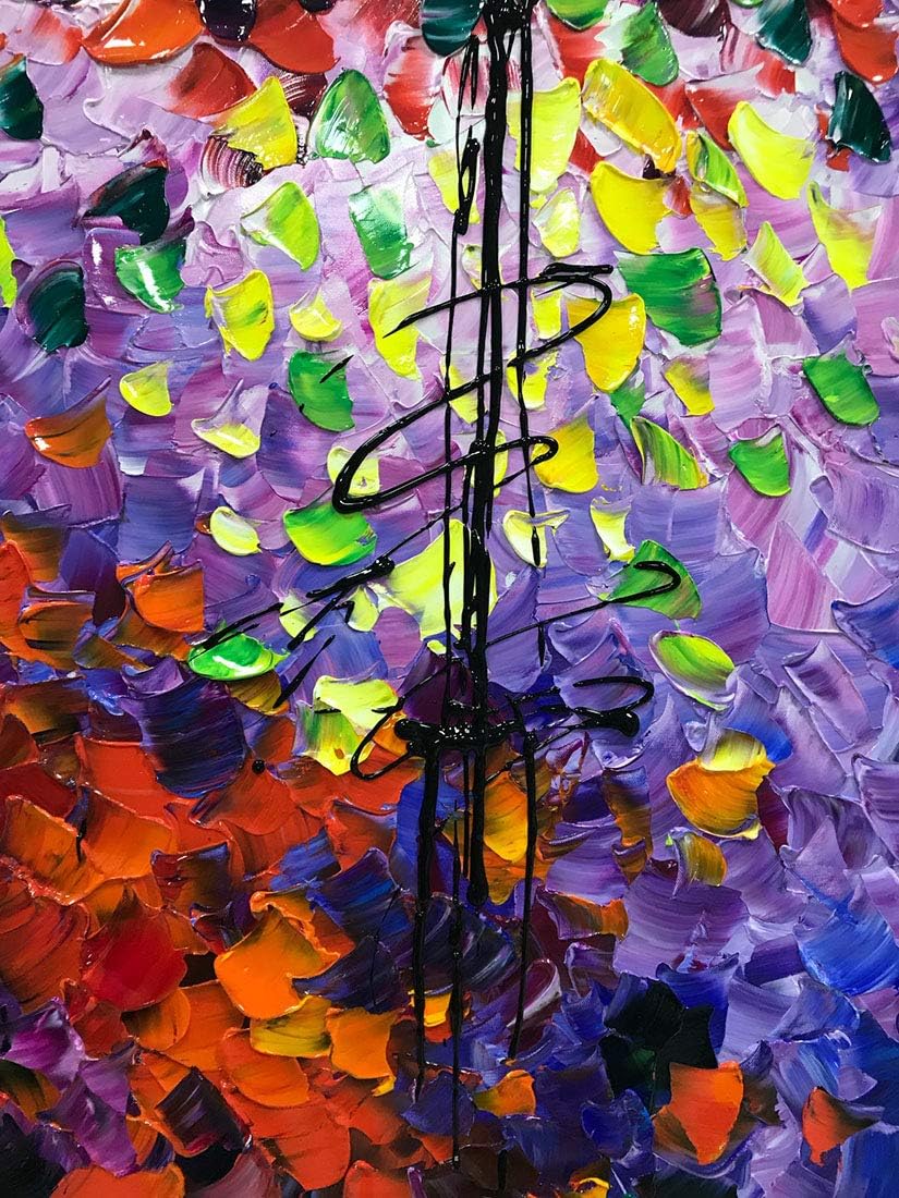 Yotree Pinturas, 24×48 Pulgadas De Pinturas Brillantes Flores Al Óleo De La Mano De Pintura 3D Pintado A Mano Sobre Lienzo Abstracto Arte De Arte De