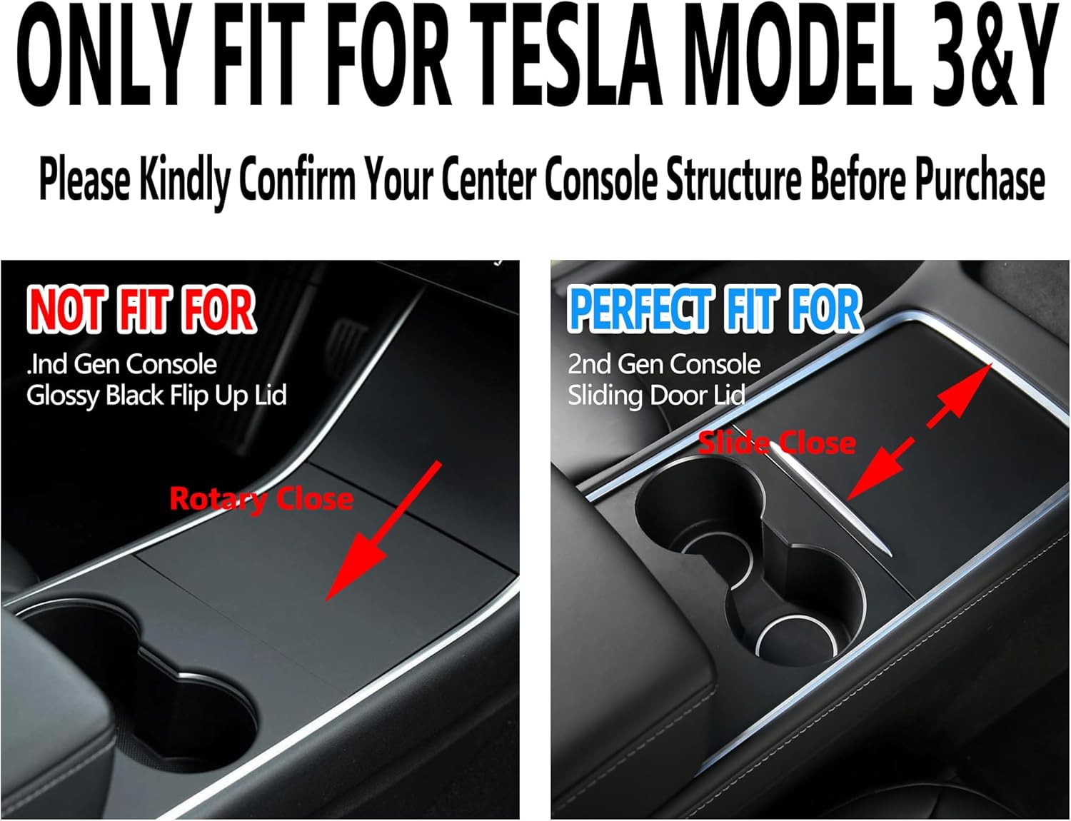 Dozod Bandeja organizadora de consola central de 9 piezas compatibles con Tesla Modelo 3 Modelo Y 2024-2021, caja de almacenamiento para