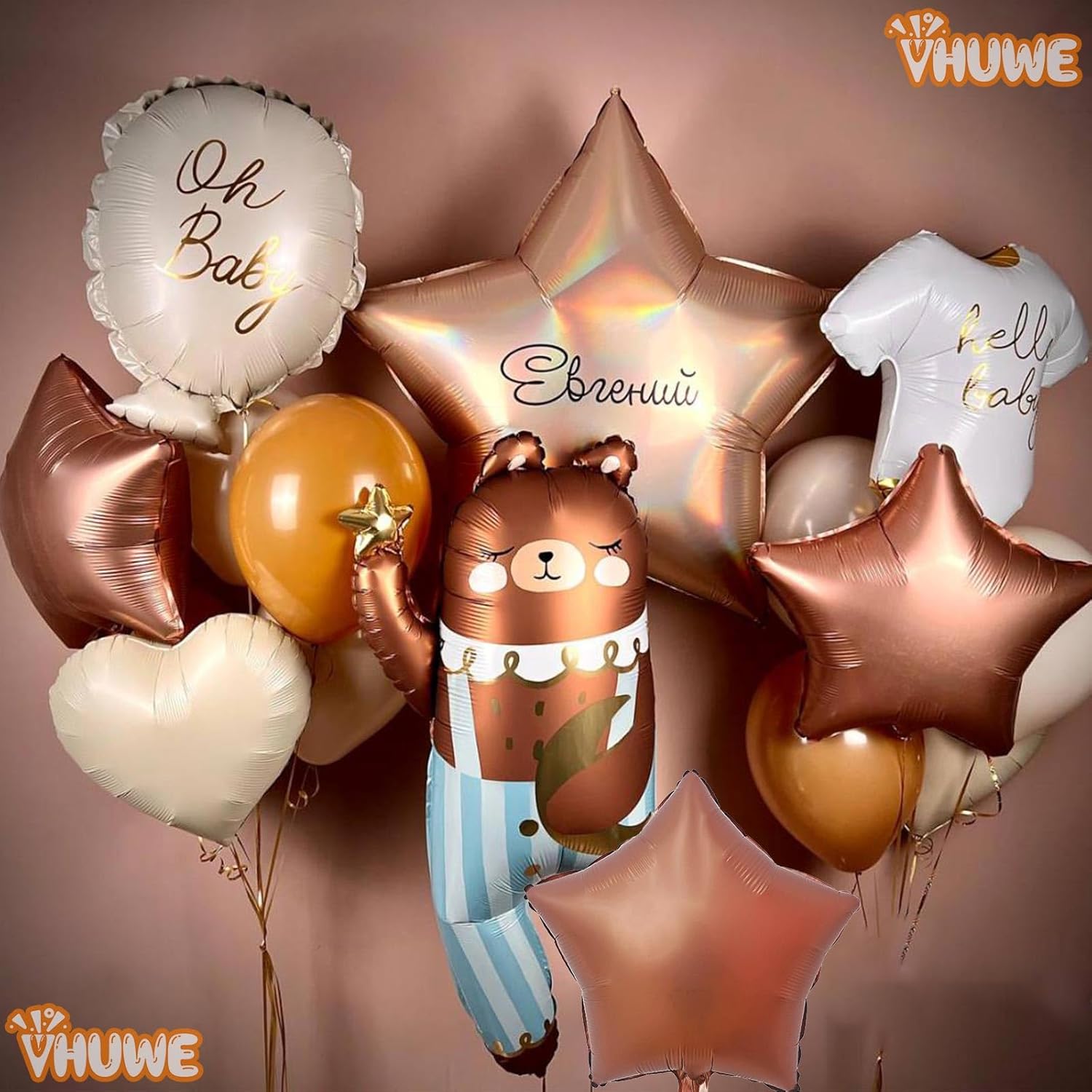 Globos de estrella marrón chocolate de 18 pulgadas, 10 globos metálicos de aluminio de Mylar en forma de estrella de chocolate para decoración de