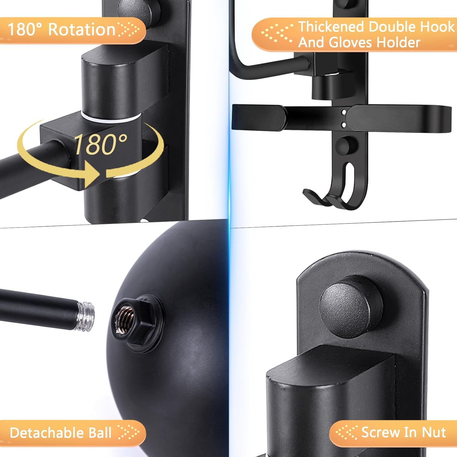 Soporte de pared para casco de motocicleta, rotación de 180 grados, soporte de metal para casco de bicicleta, soporte de exhibición para casco de