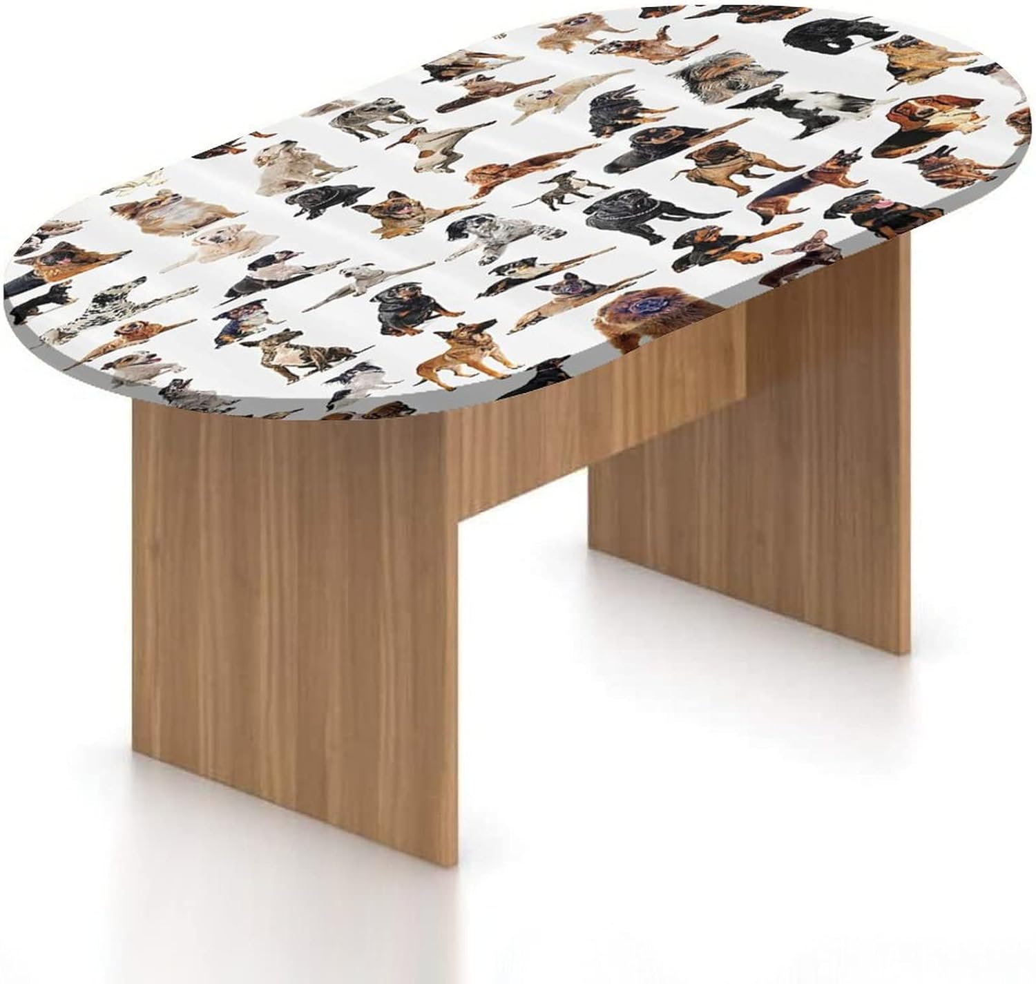 Mantel ajustable ovalado de poliéster con borde elástico, para amantes de los perros, pastor austratliano con estampado de mastín italiano, se