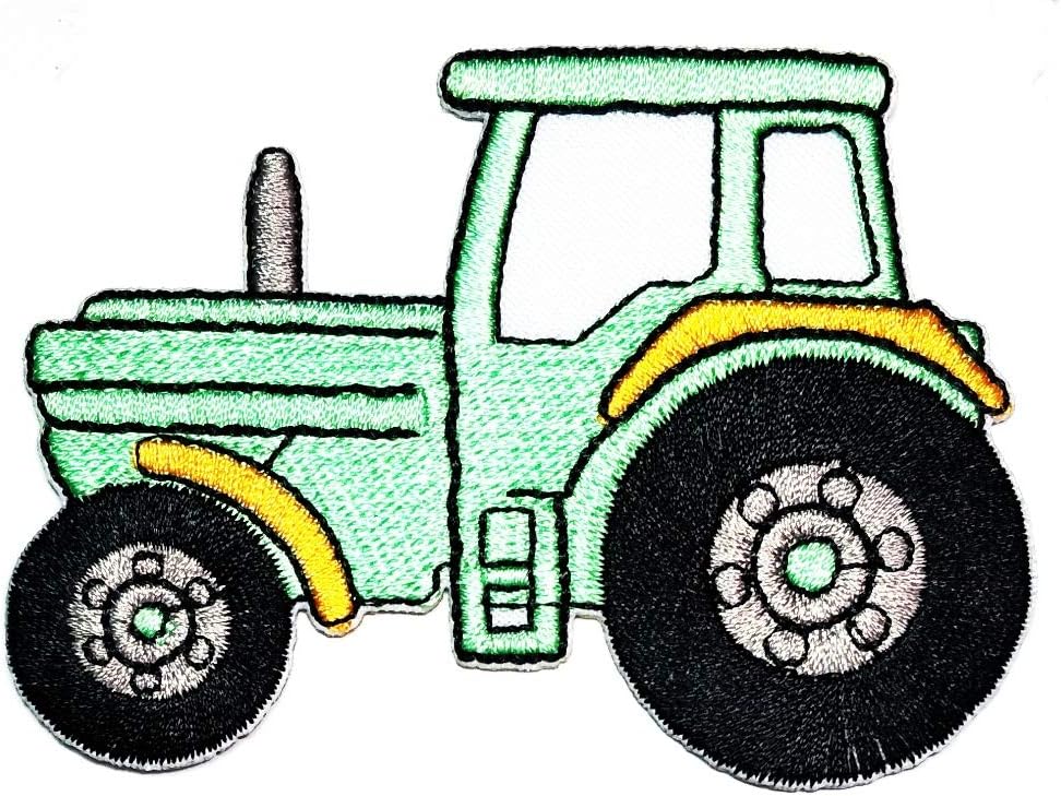 Umama Juego de 3 parches verdes para tractor orugas y granjeros de dibujos animados, parches para planchar para ropa de niños, ropa para coser,