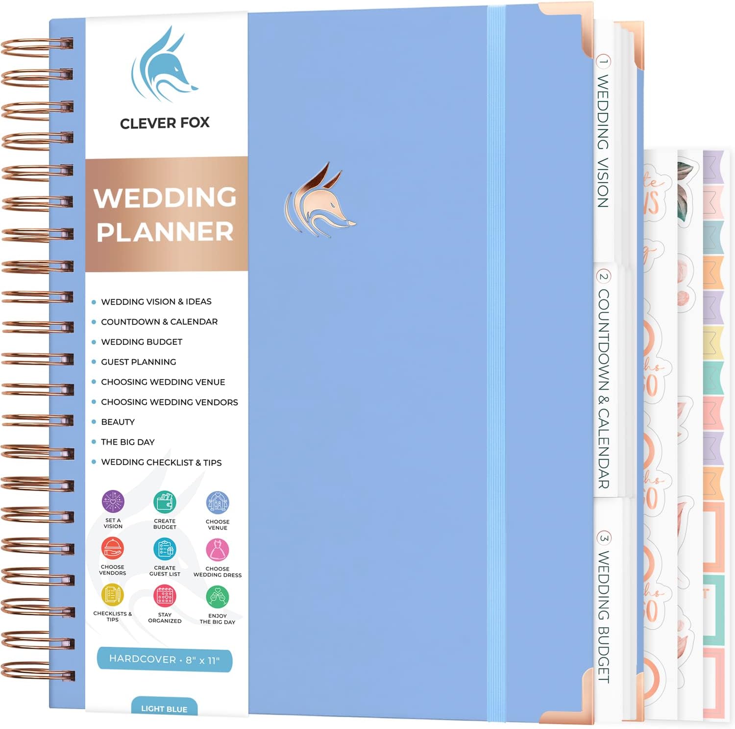 Clever Fox Planificador de bodas – Libro de bodas y organizador para la novia – Carpeta de planificación de bodas con bolsillos, consejos y listas